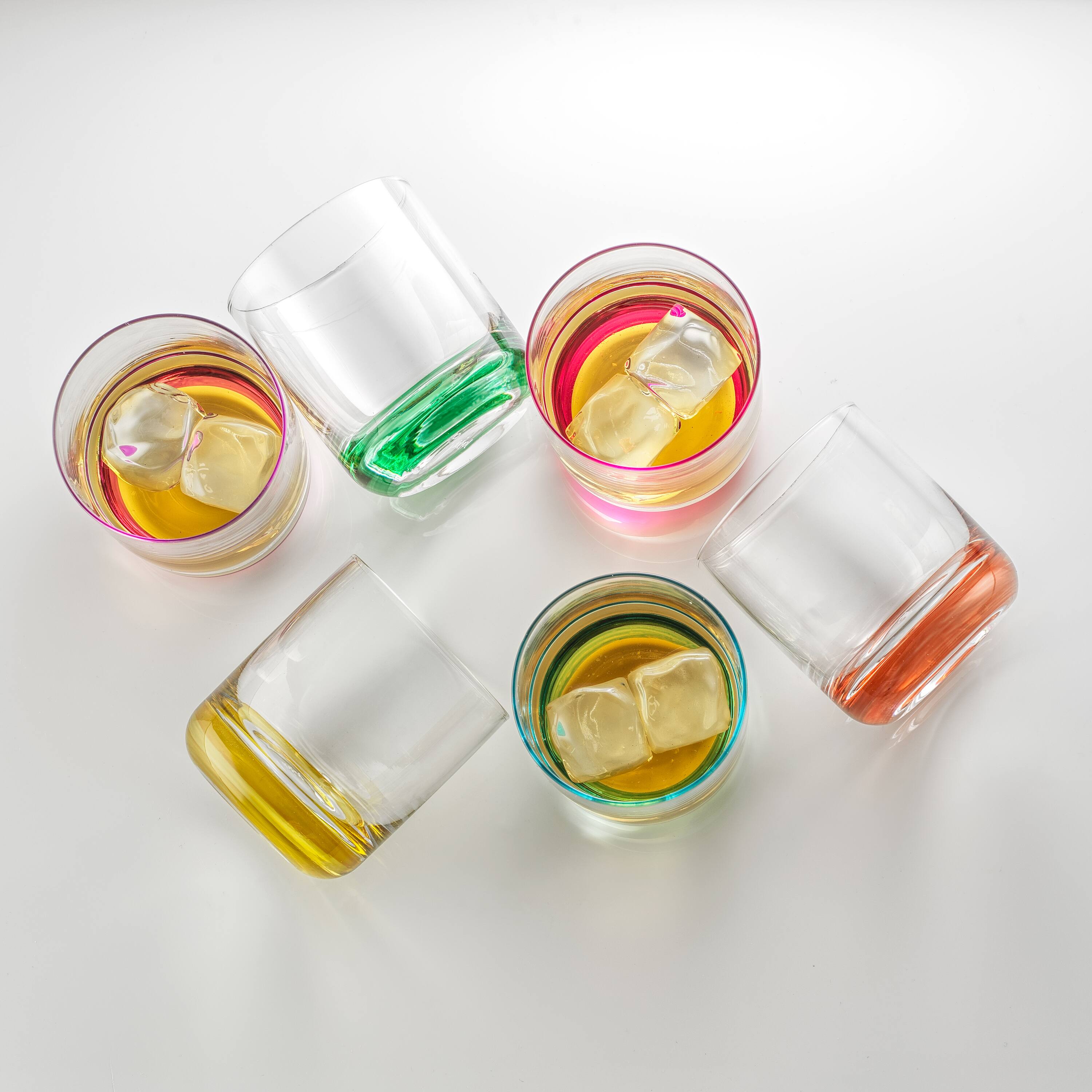 JoyJolt® 10oz. Hue Colored Double Old Fashion Whiskey Glass Tumblers, 6ct.