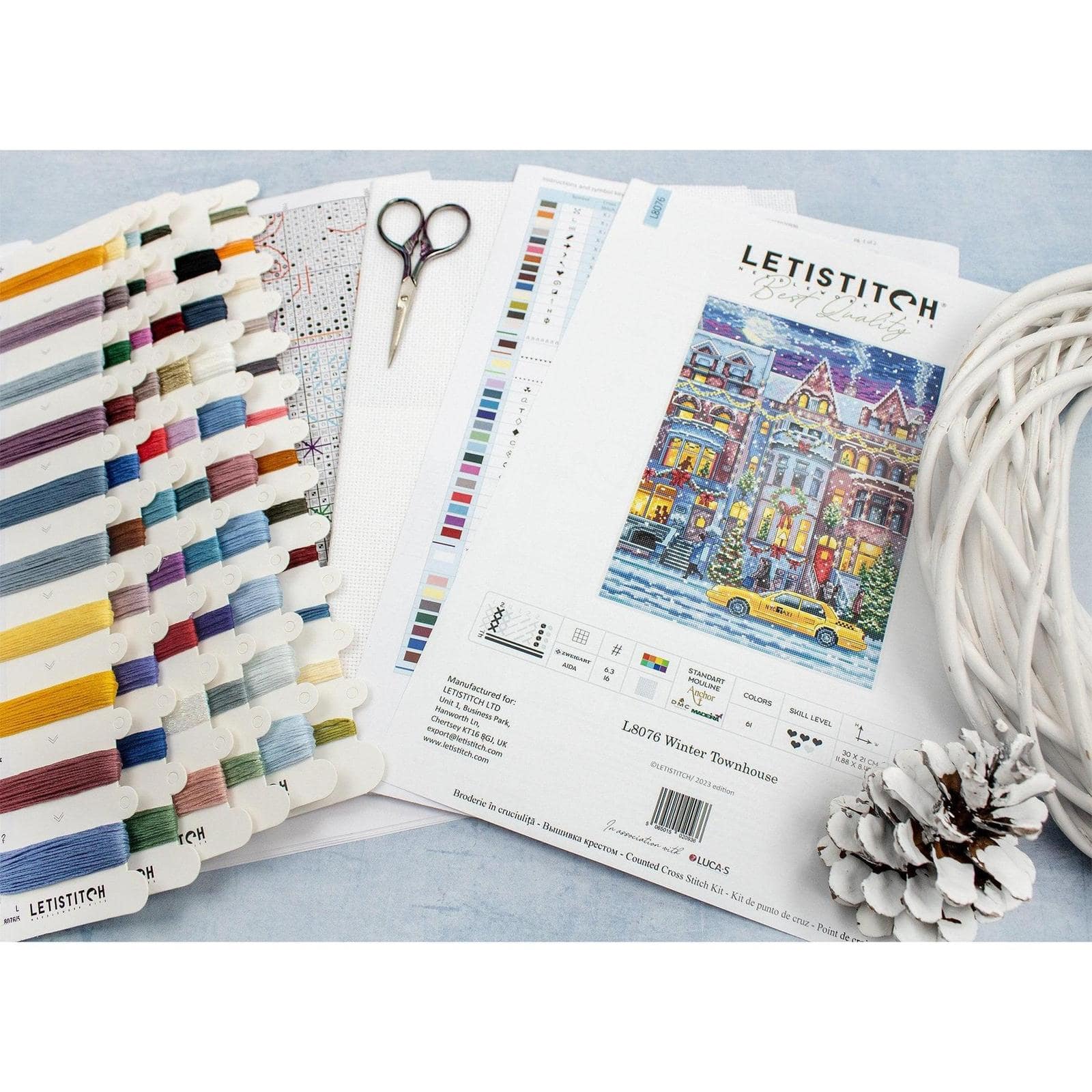 LetiStitch Winter Townhouse Counted Cross Stitch Kit