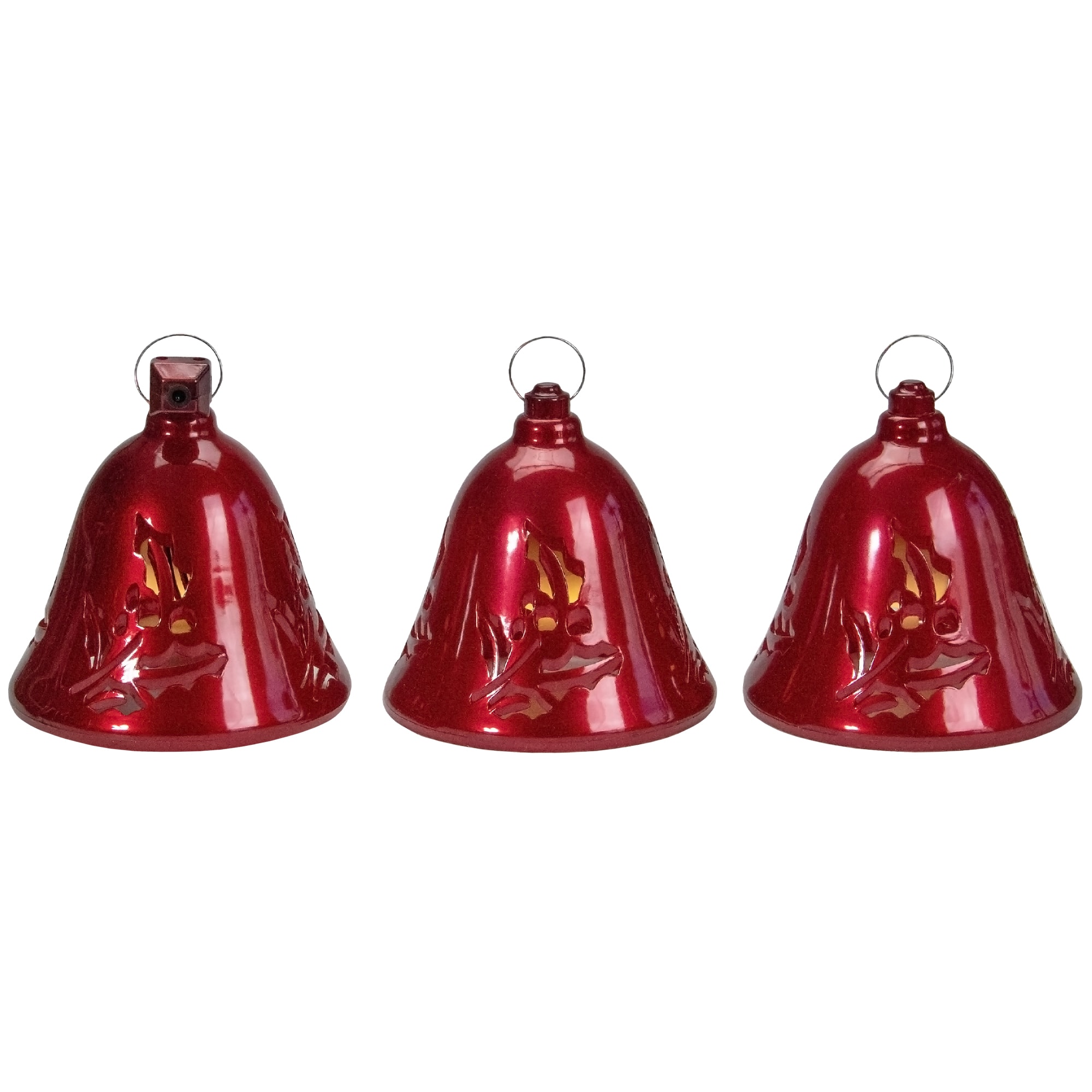 6.5" Musical Lighted Red Bells Christmas Décor Set