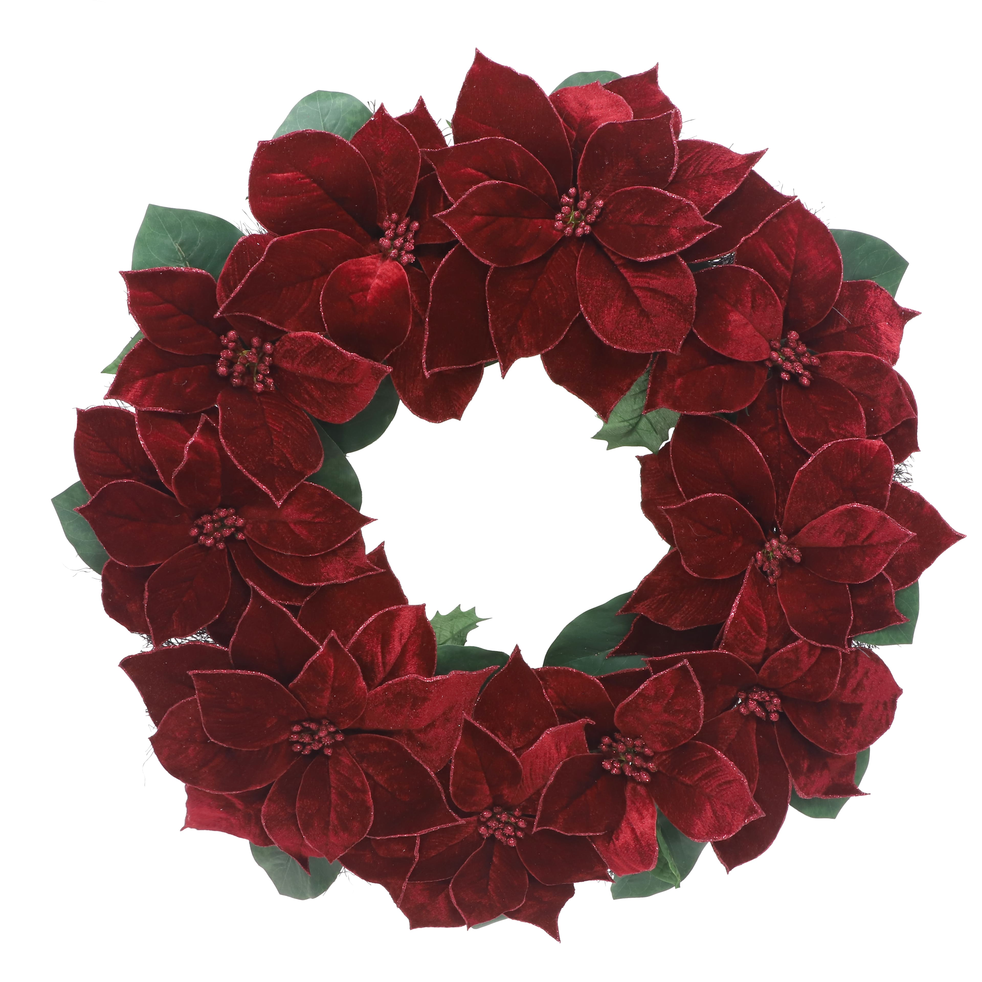 26&#x22; Dark Red Poinsettia Wreath by Ashland&#xAE;
