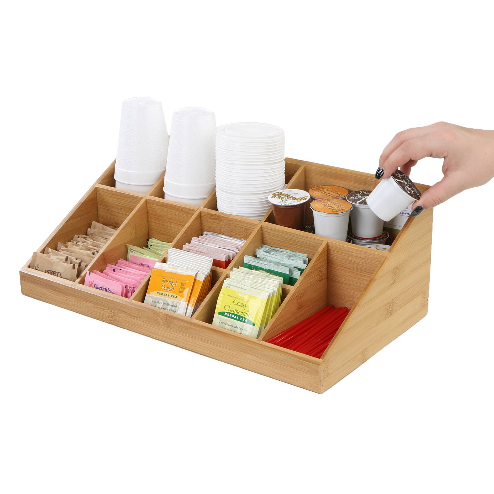 Mind Reader Brown 11 Compartment Coffee Condiment Organizer