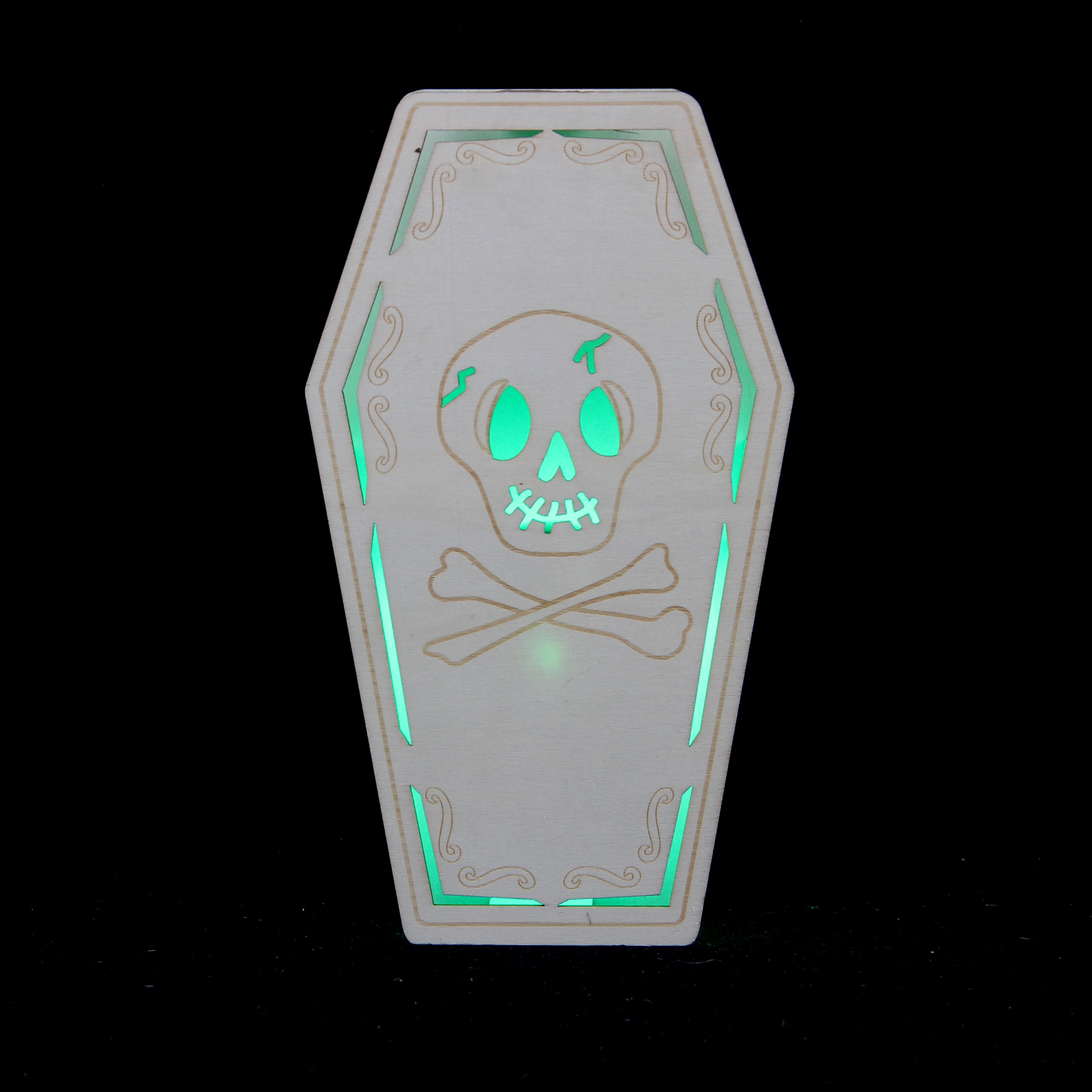 7.75&#x22; DIY Coffin LED Wood D&#xE9;cor by Make Market&#xAE;
