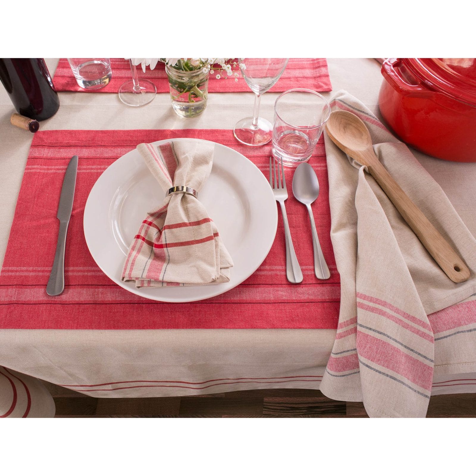 DII&#xAE; Red French Stripe Woven Dishtowel, 3ct.