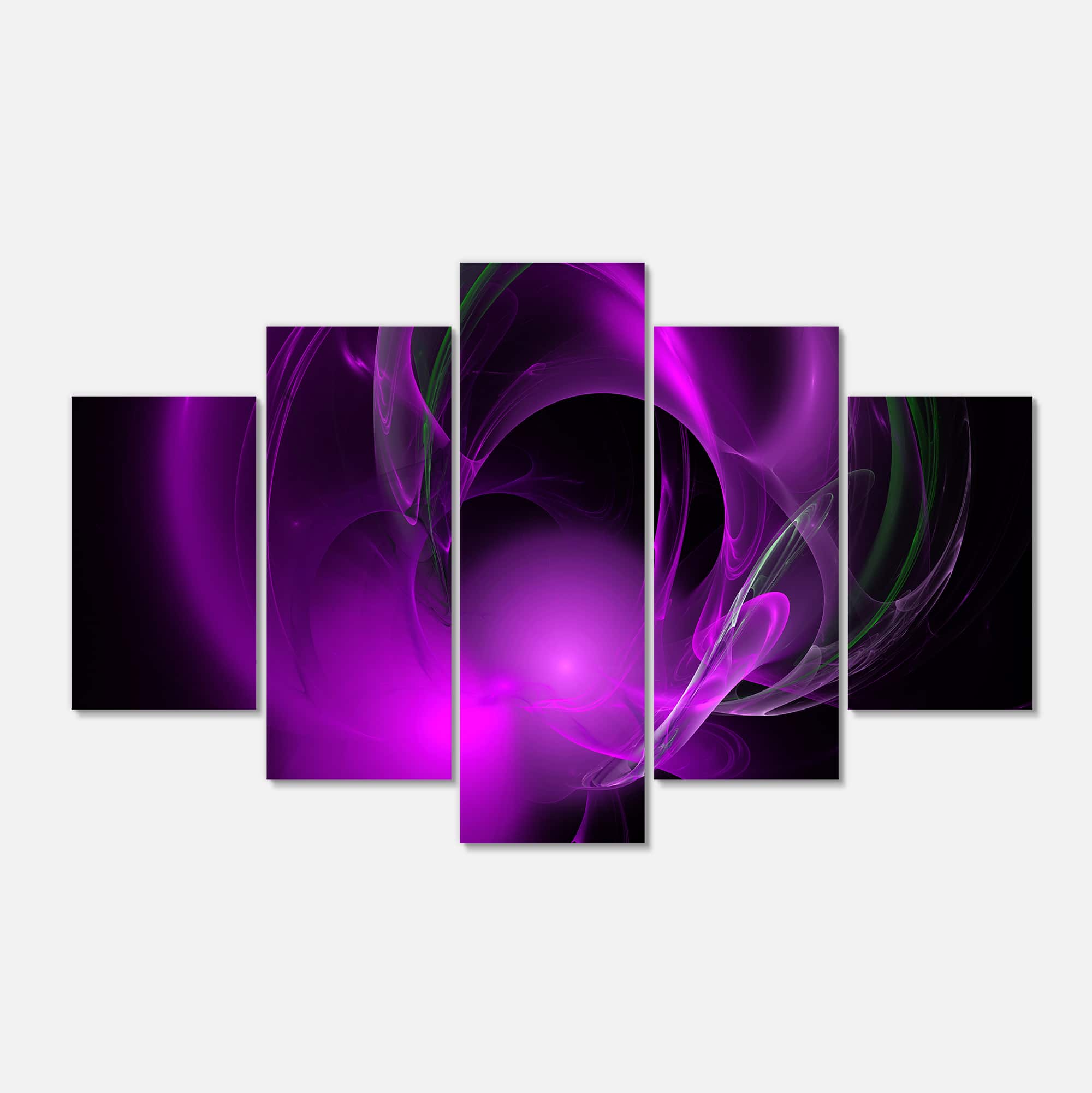 Designart - Purple Fractal Galactic Nebula - Contemporary Wall Art Canvas