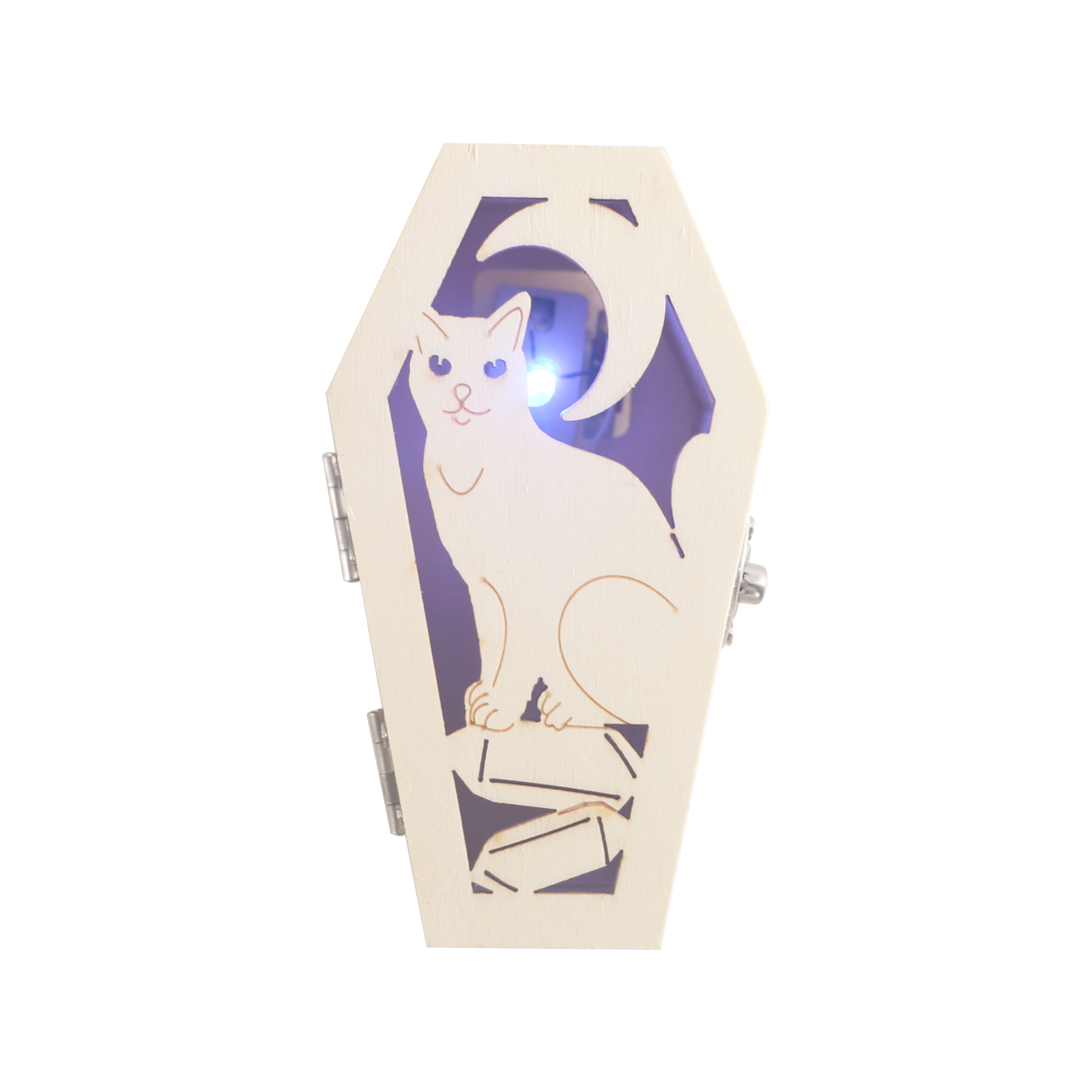 Mini Cat &#x26; Moon Coffin DIY LED Wood D&#xE9;cor by Make Market&#xAE;