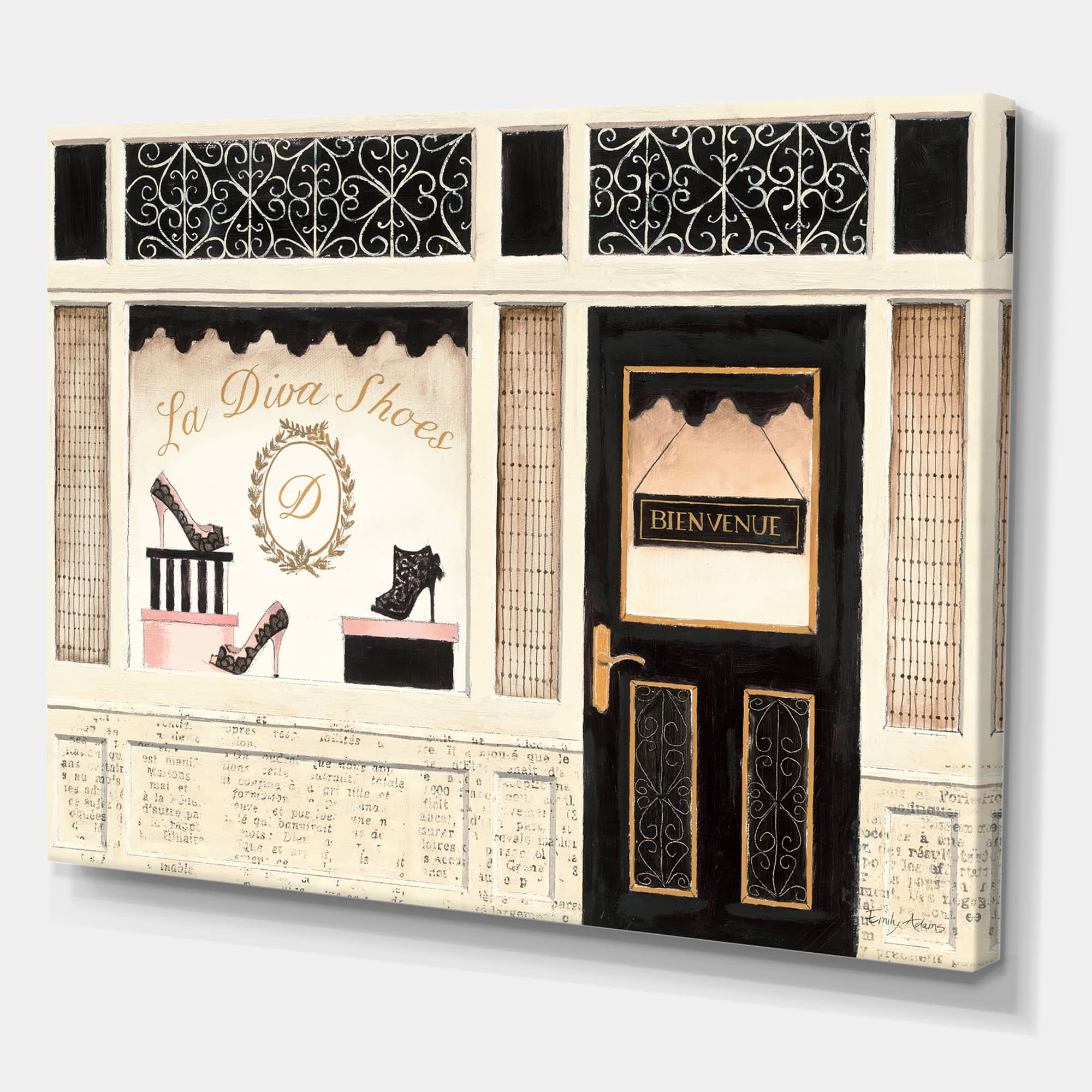 Designart - Paris Diva Shoes Painting - Fashion Premium Canvas Wall Art