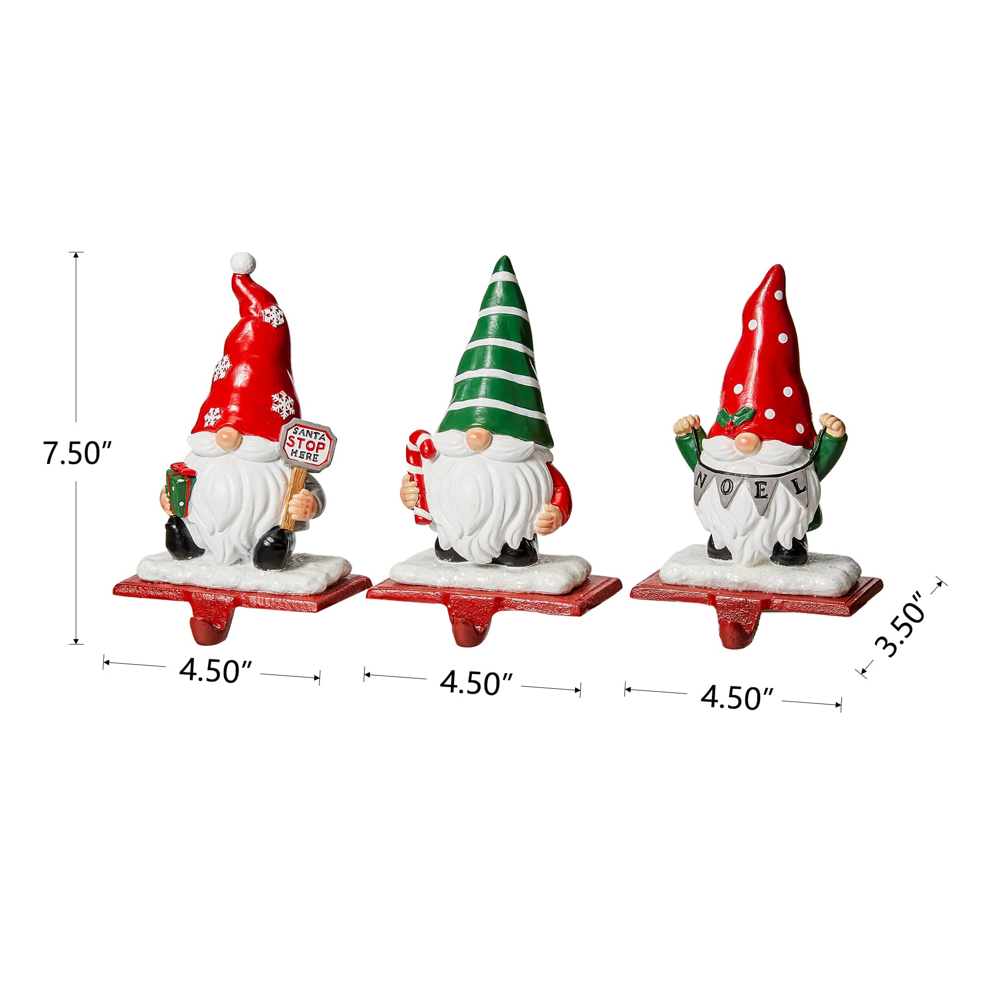Glitzhome® 7" Gnomes Stocking Holder Set