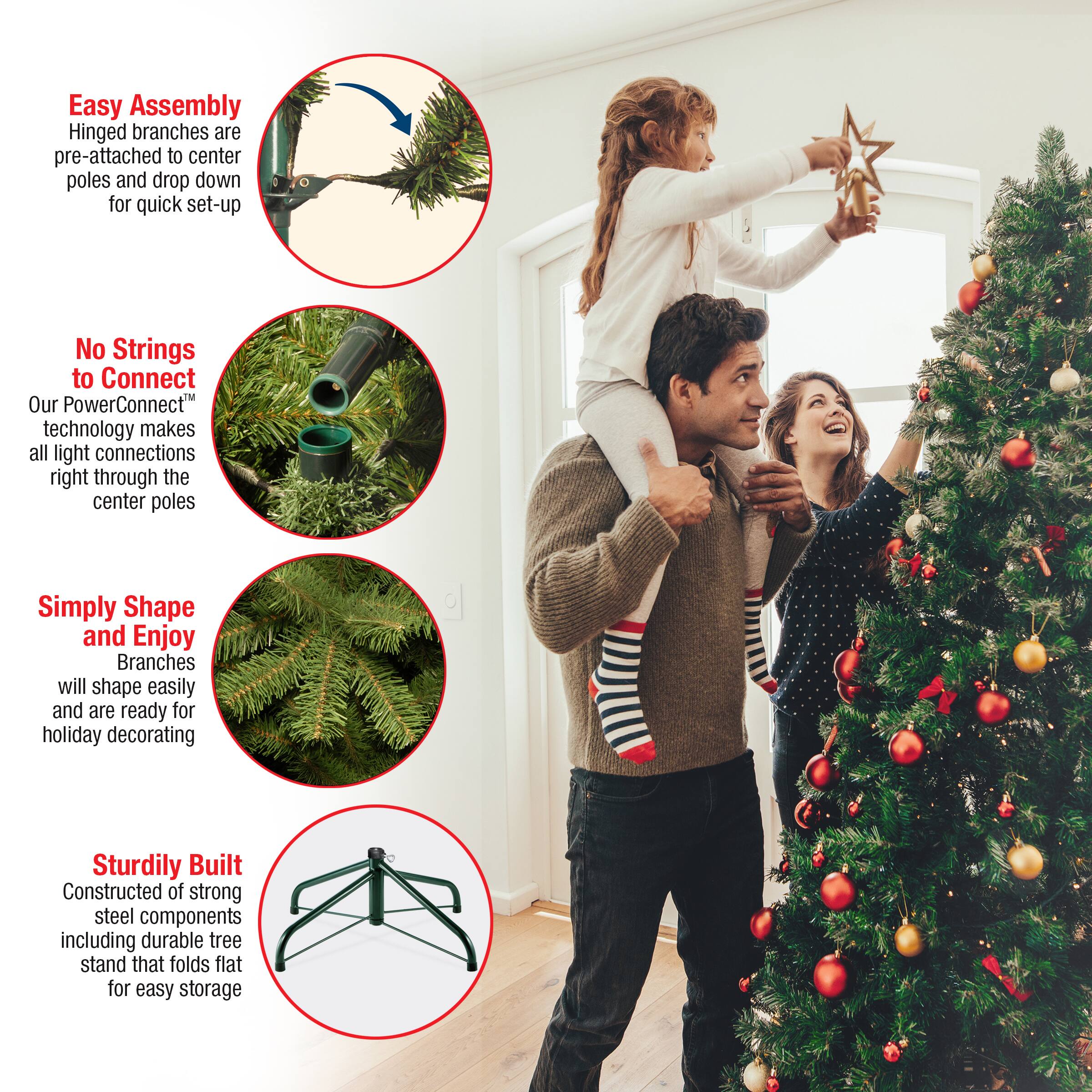 7.5 ft. Pre-Lit PowerConnect™ Dunhill® Fir Artificial Christmas Tree, Clear Lights