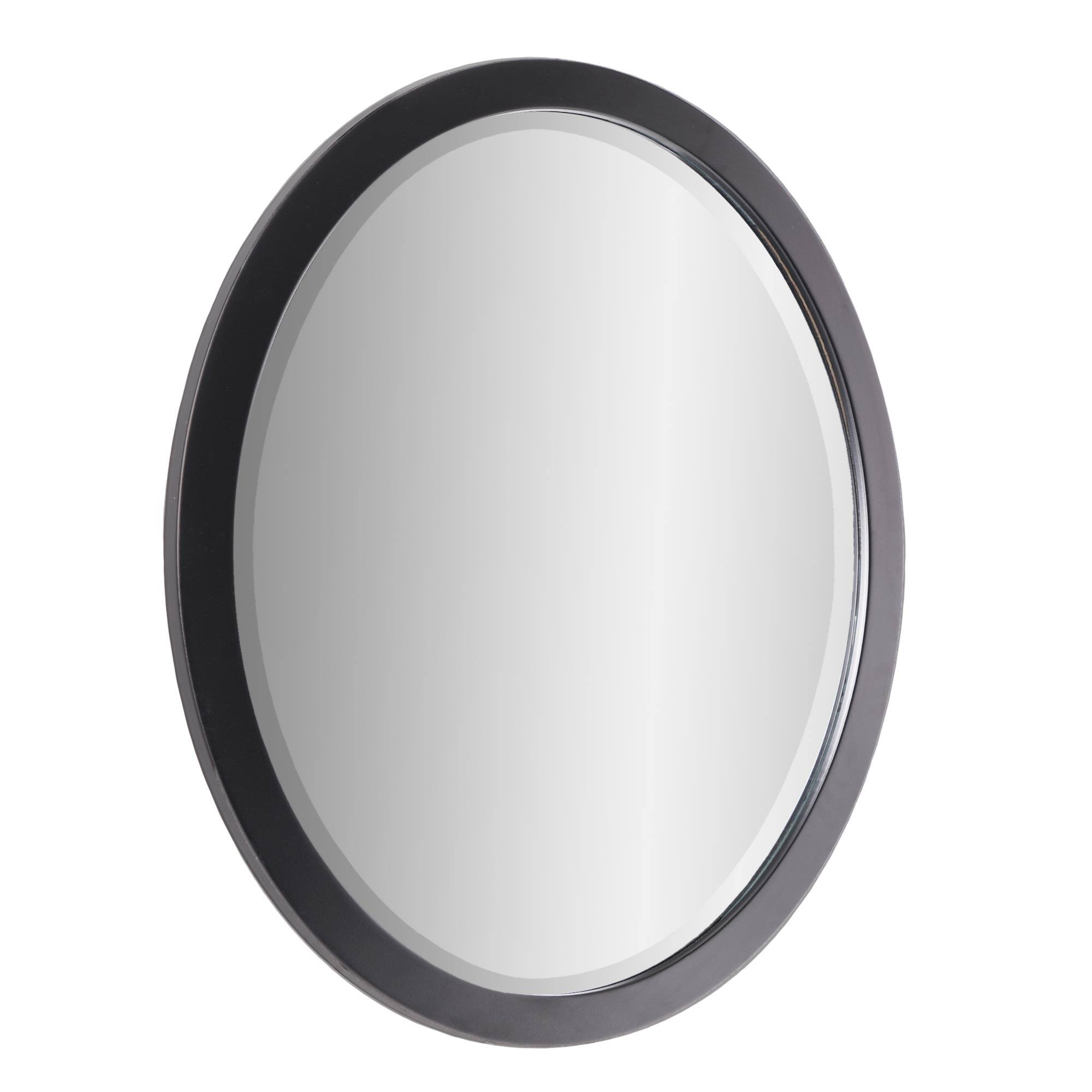 Classic Black Oval Metal Framed Beveled Vanity Wall Mirror - 23" x 29"