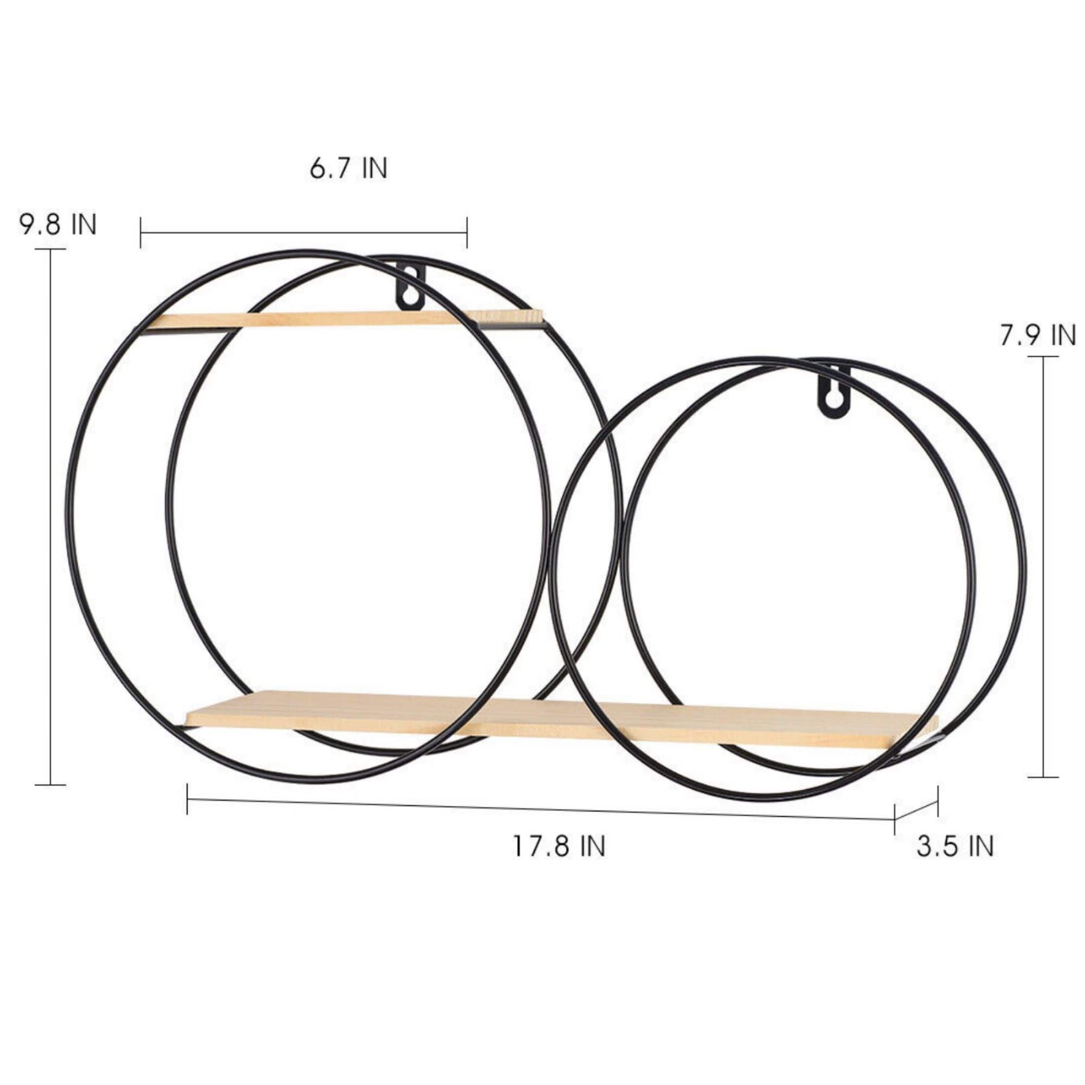 Black Wall Mounted 2-Tier Circular Floating Shelves
