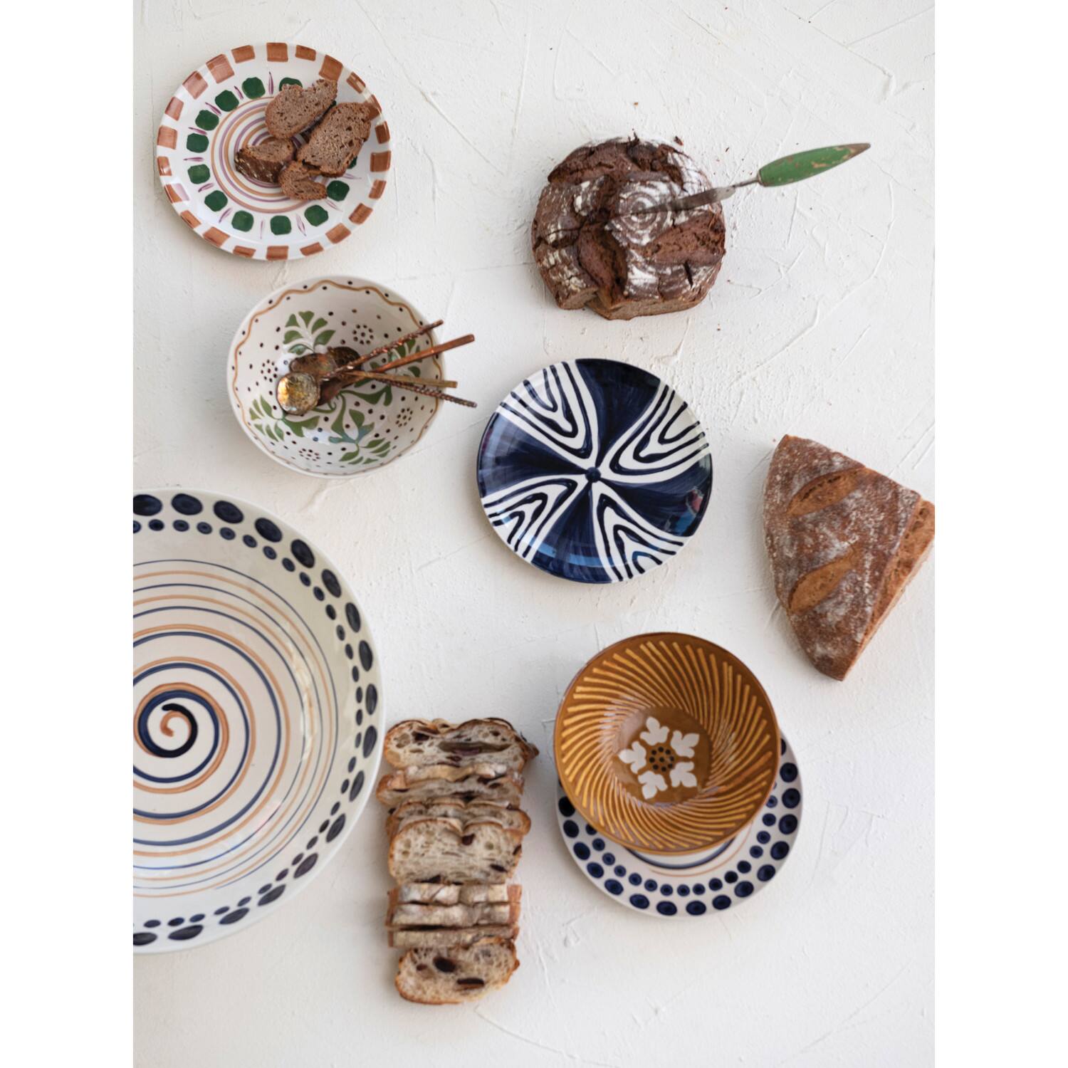 Hello Honey® 8" Geometric Print Stoneware Dinner Plate Set