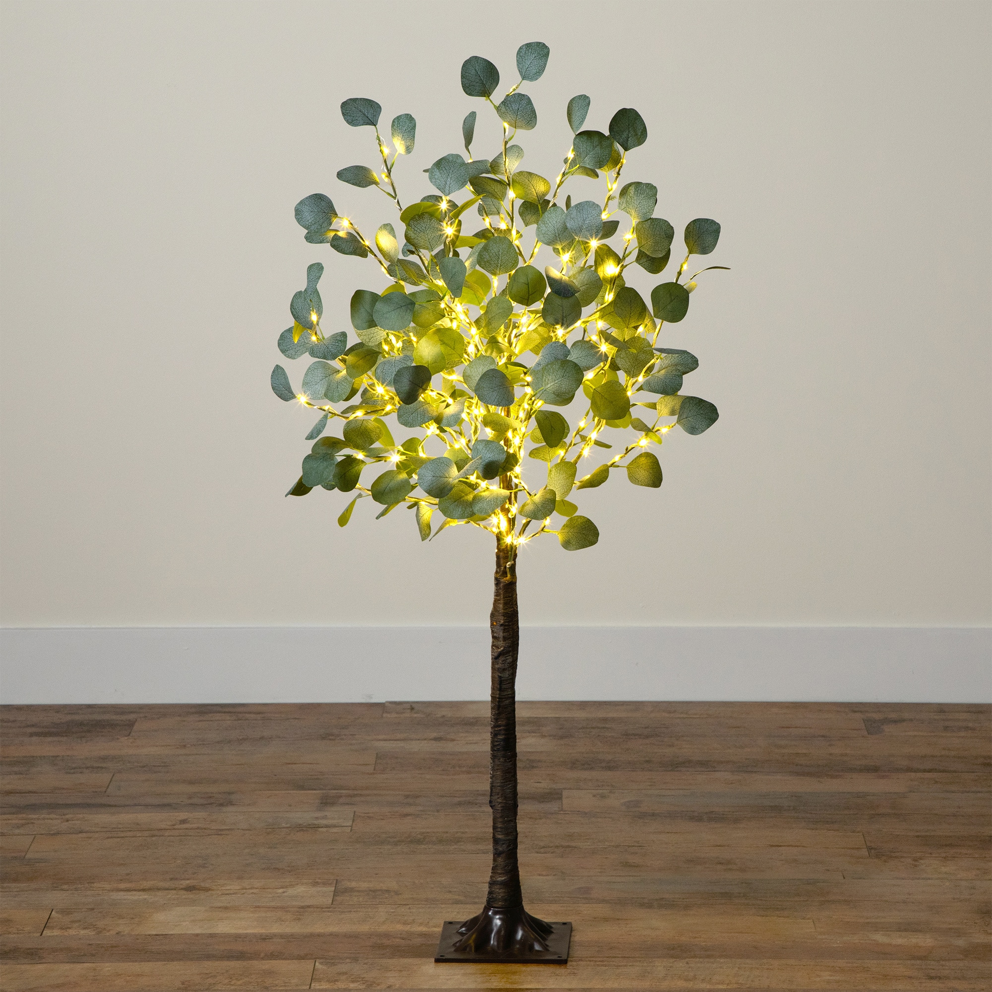 4ft. Pre-Lit Artificial Eucalyptus Tree with Warm White LED Lights