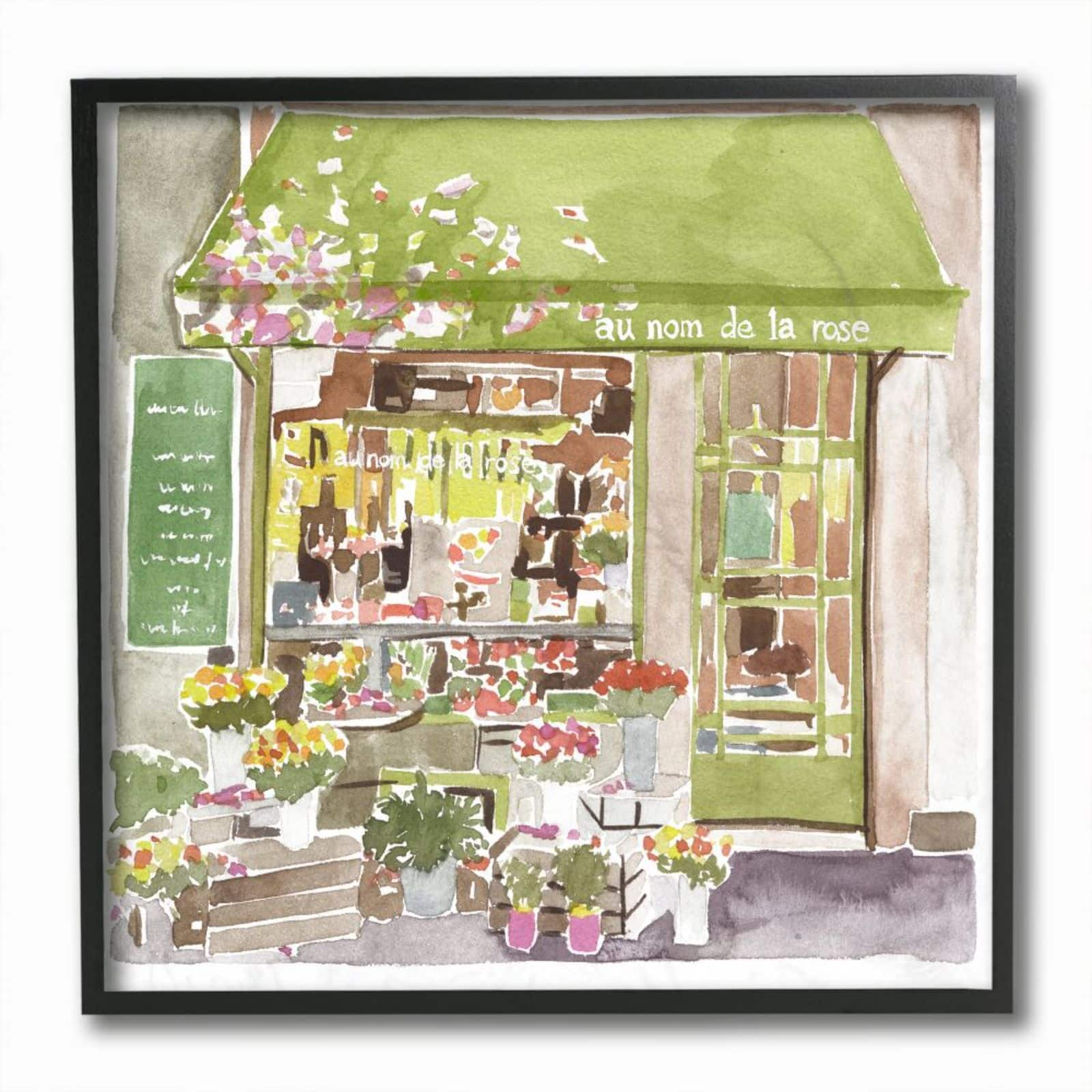 Stupell Industries Paris Flower Shop Green Watercolor Painting