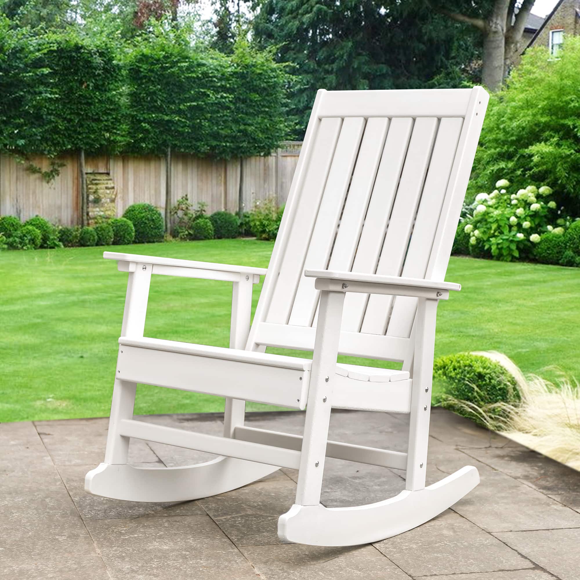 White All Weather Recycled Plastic Outdoor Rocking Chair