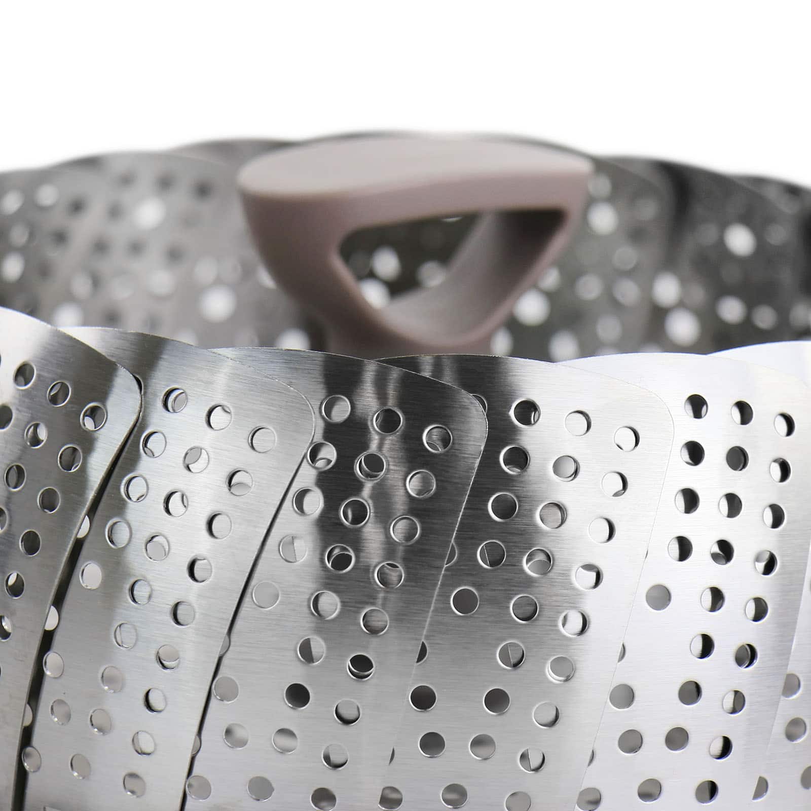 Martha Stewart Stainless Steel Folding Steamer Insert with Taupe Handle