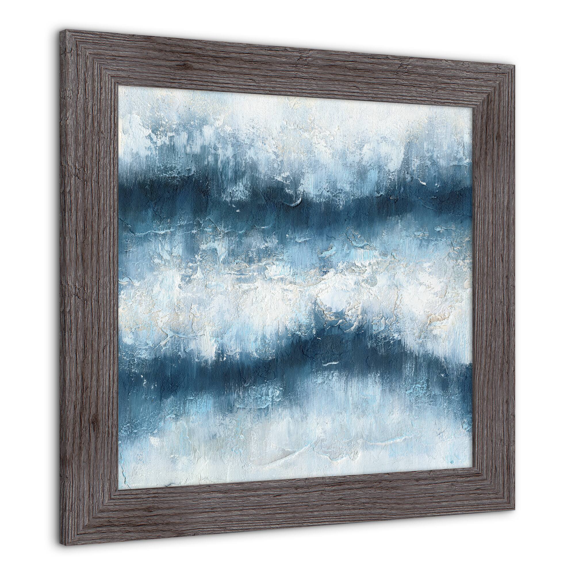 Painterly Abstract Waves Wall Print in Western Gray Frame