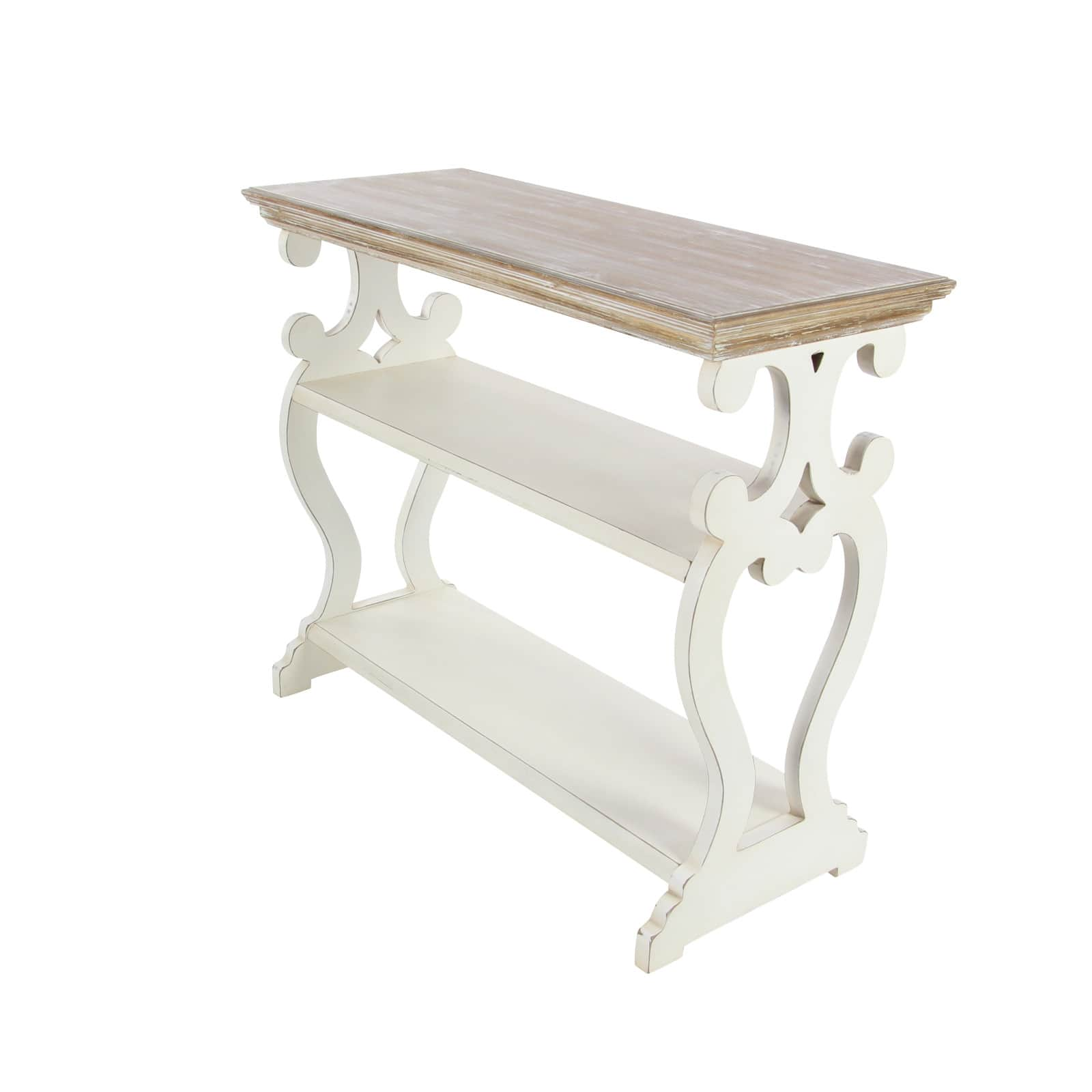 White Farmhouse Wood Console Table, 32&#x22; x 38&#x22;