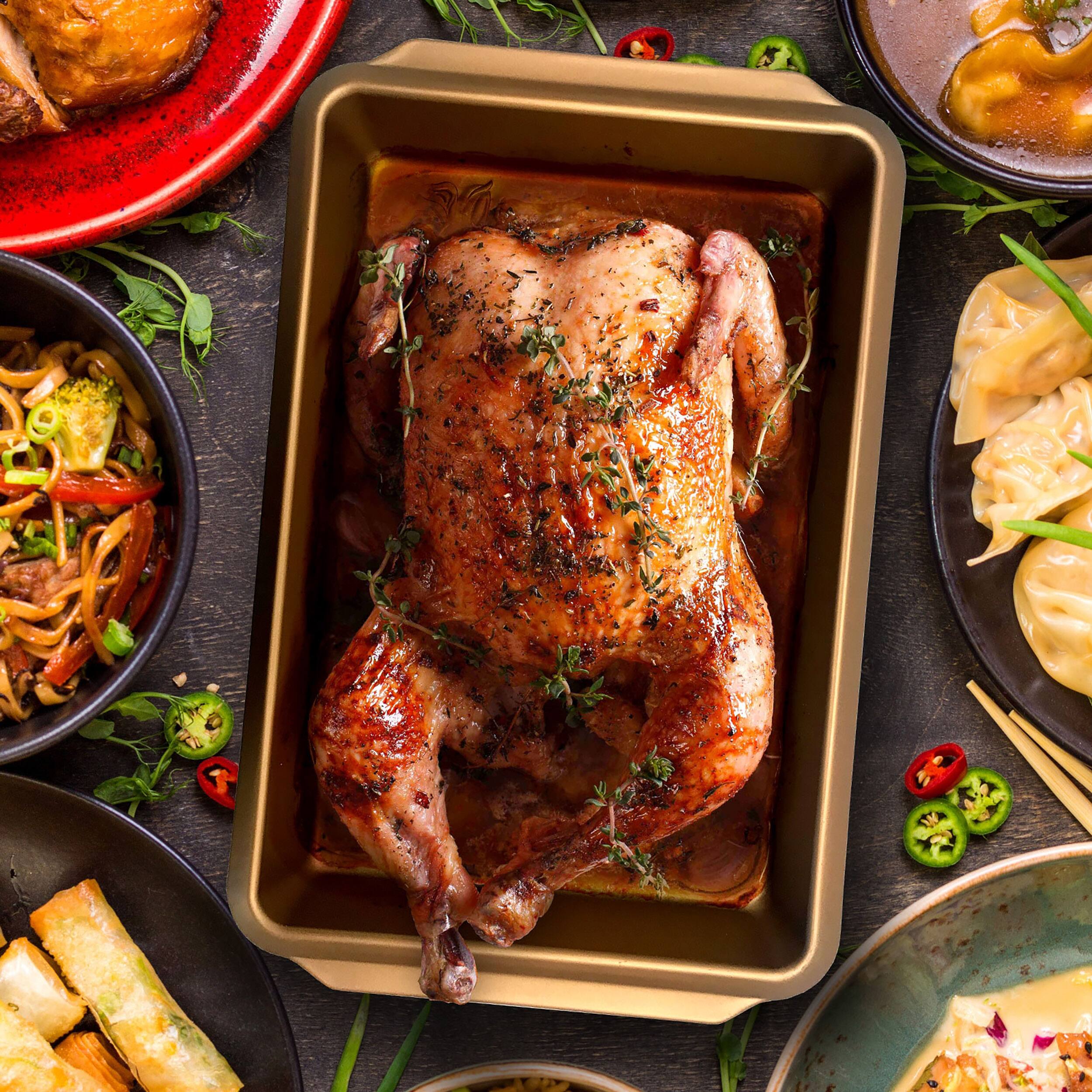 Gibson Home Country Kitchen Embossed Carbon Steel 13.75" Copper Roaster Pan