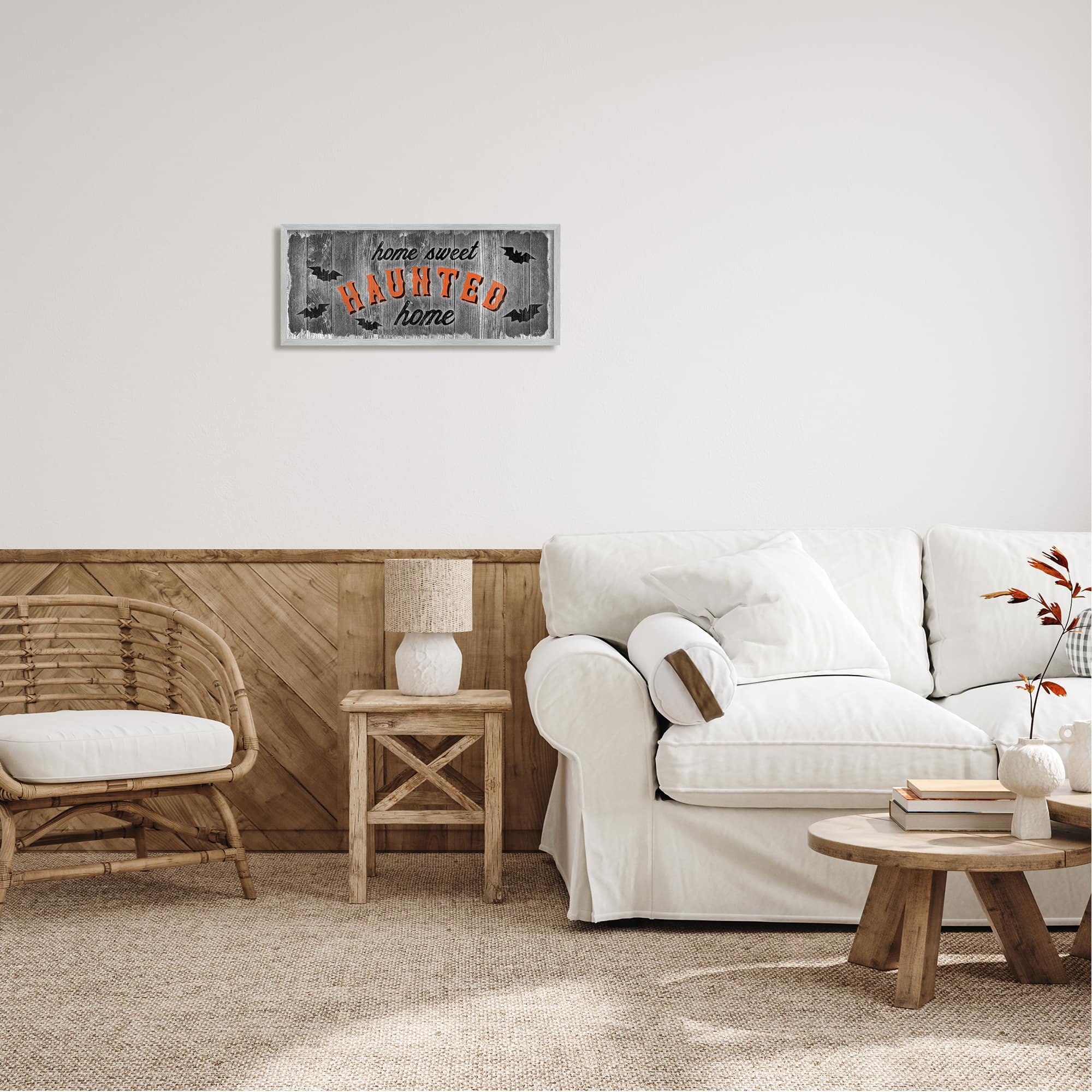 Stupell Industries Sweet Haunted Home Bats Sign Framed Giclée Wall Art