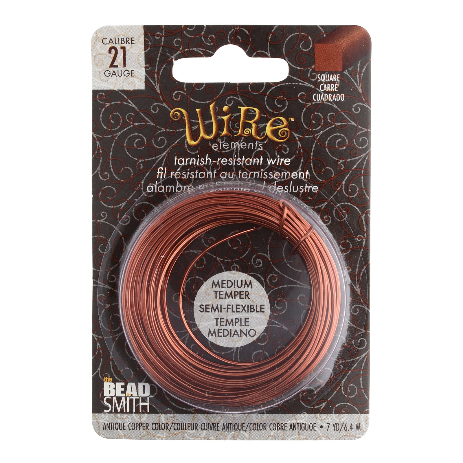 The Beadsmith® Wire Elements™ 21 Gauge Tarnish Resistant Medium Temper Square Wire, 7yd.
