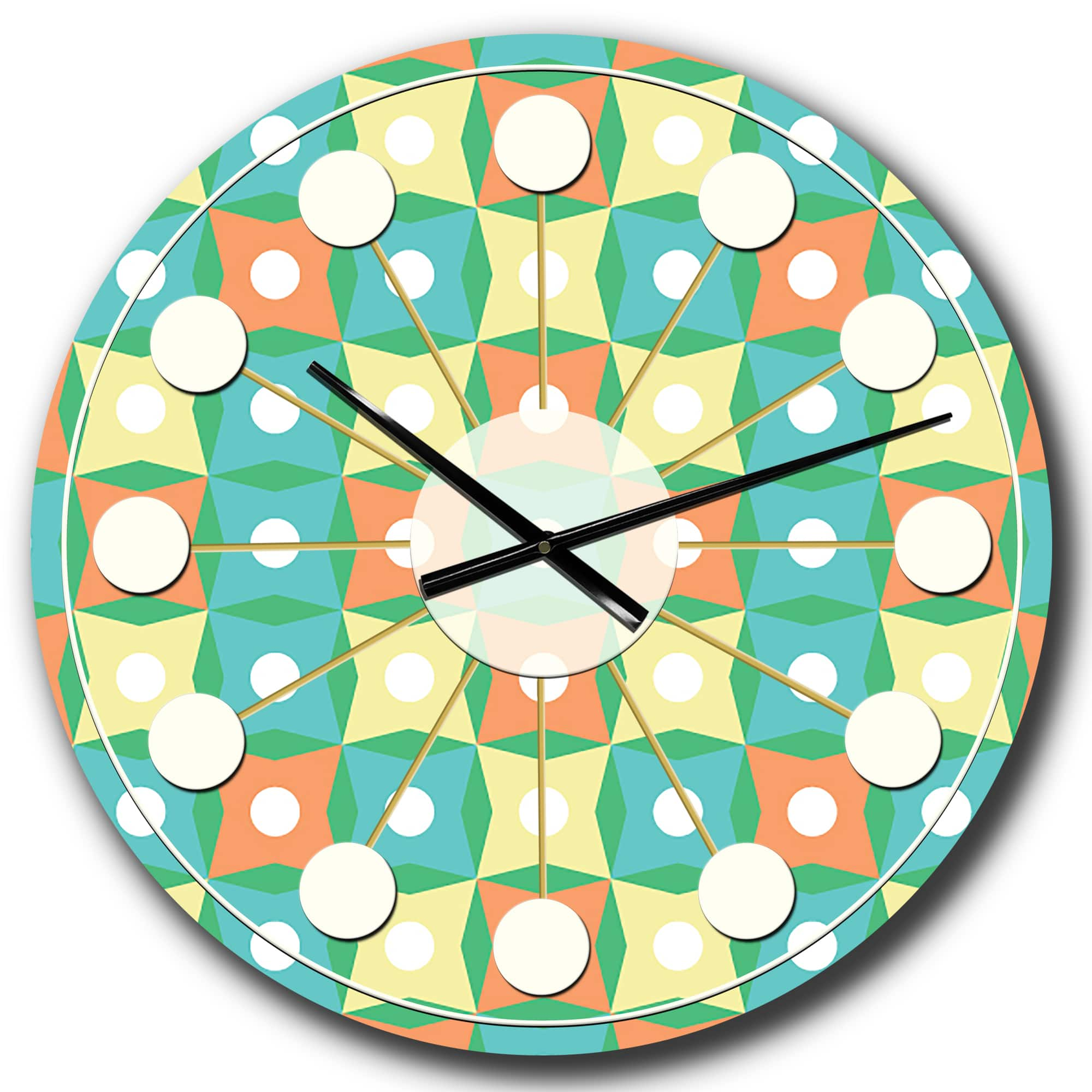 Designart Abstract Design Retro Pattern I Mid-Century Modern Wall Clock