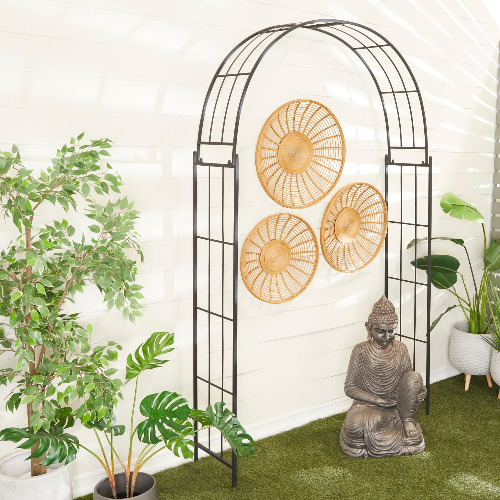 7.5ft. Black Iron Contemporary Garden Arbor