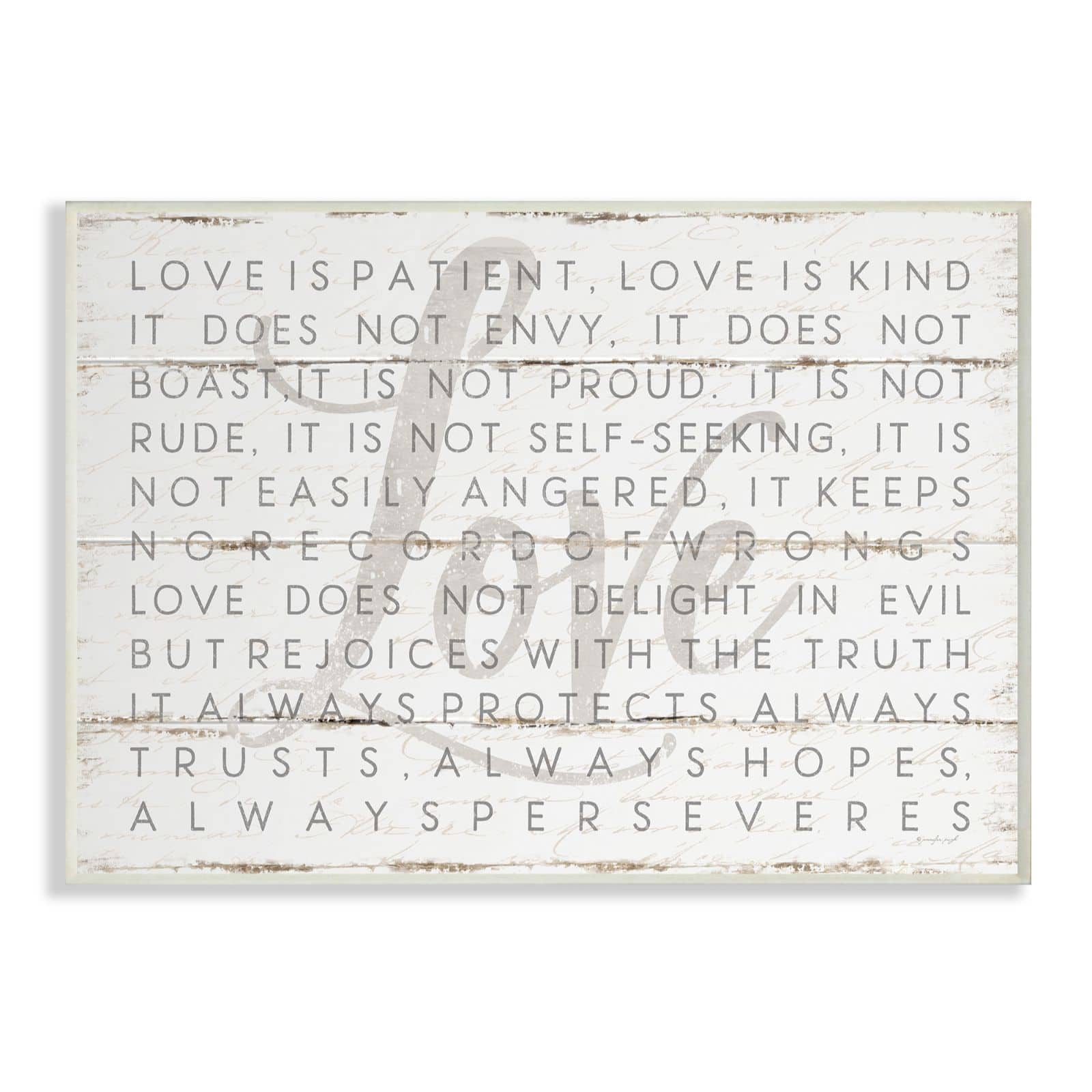 Stupell Industries Love Is Patient Gray on White Wall Plaque