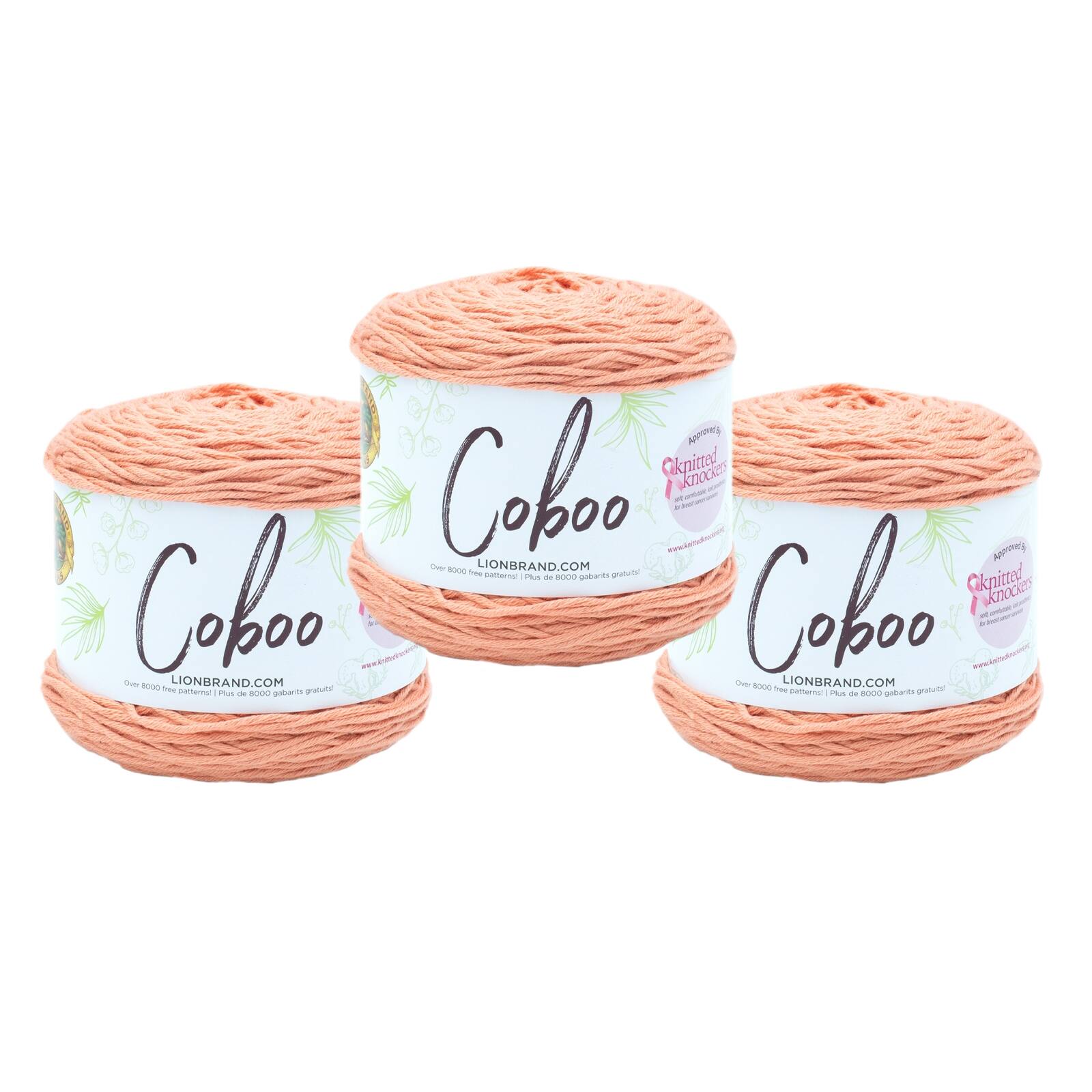 3 Pack Lion Brand Coboo Yarn-Peach 