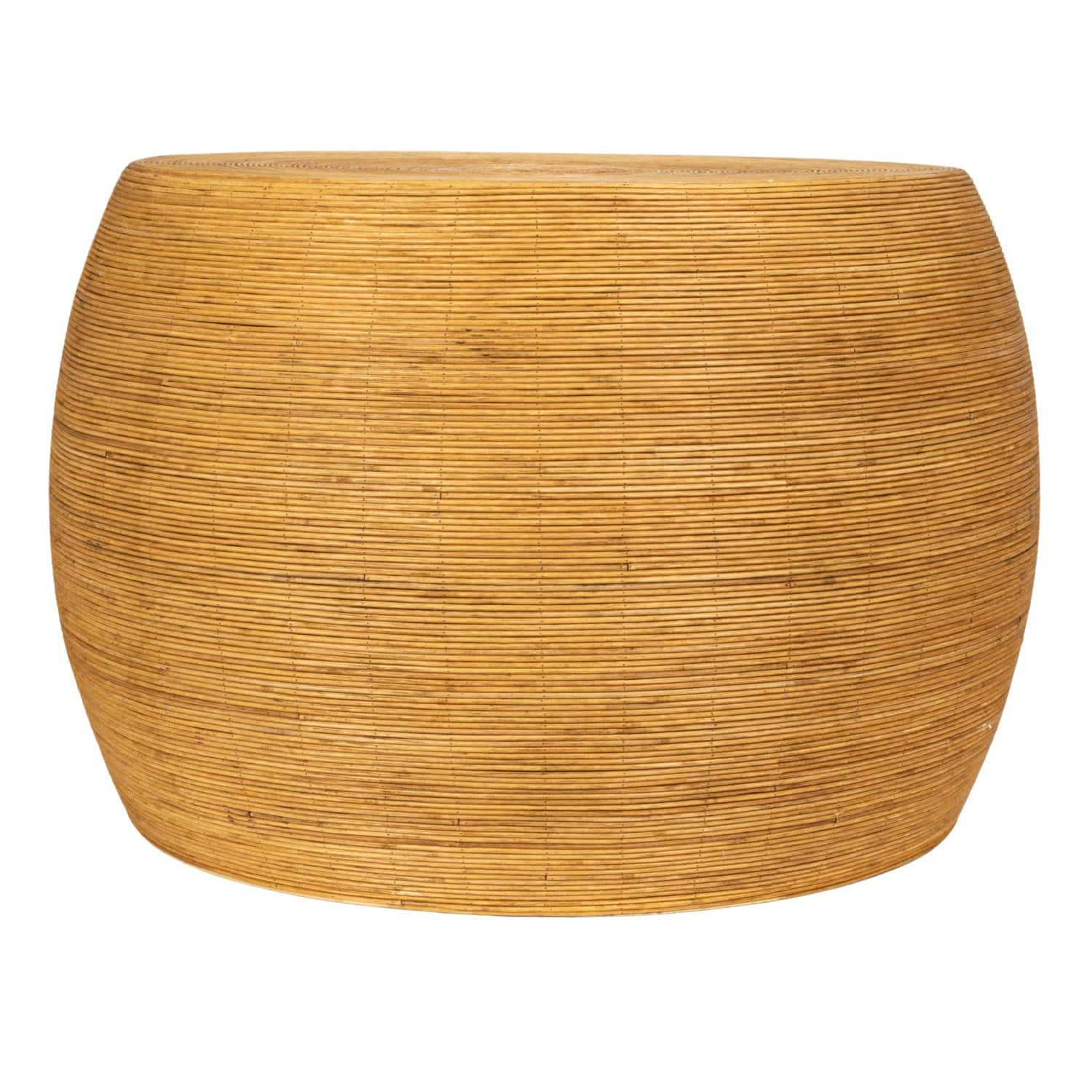 18&#x22; Natural Wide Rattan Round Accent Table