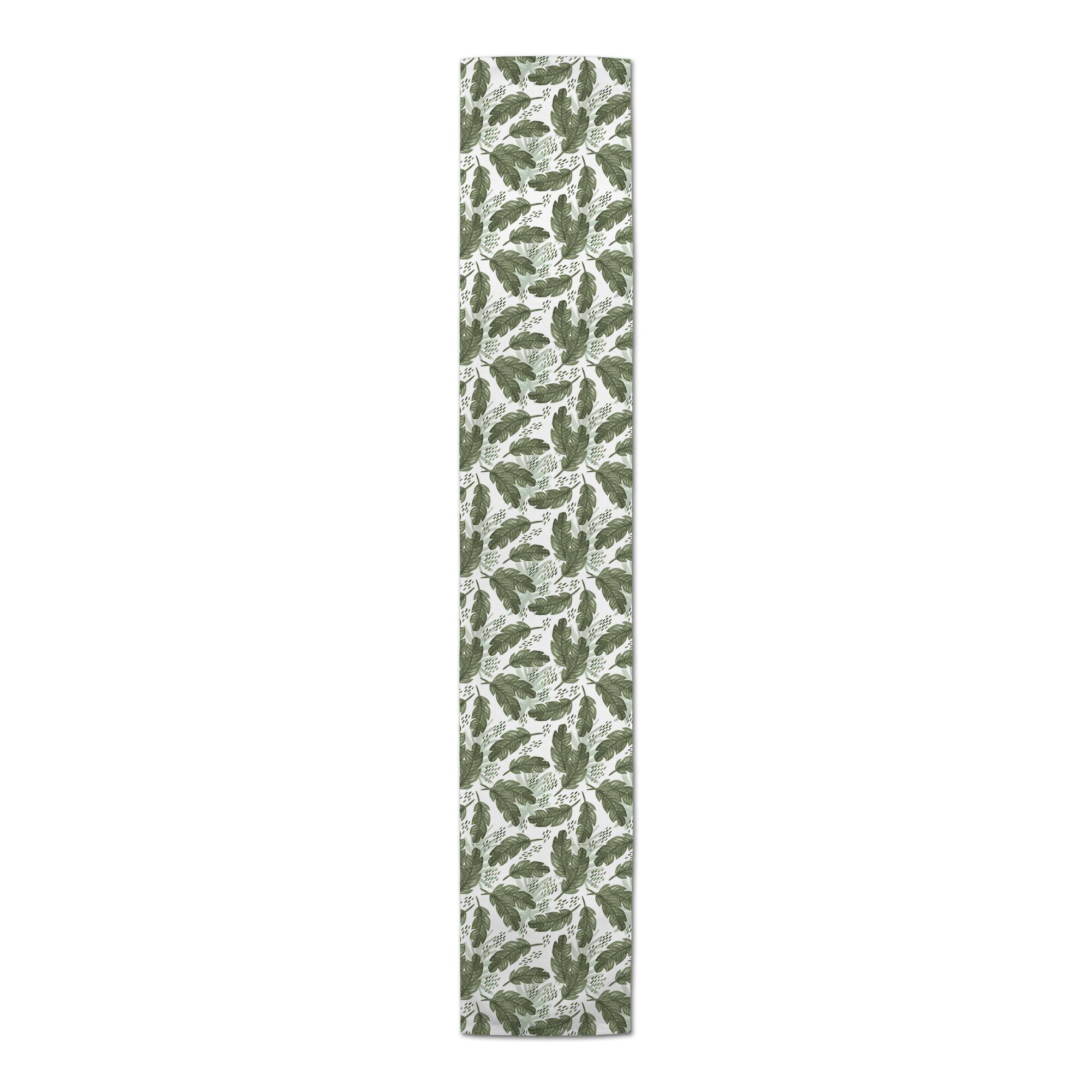 Tropical Leaves Pattern 16" x 90" Cotton Twill Runner