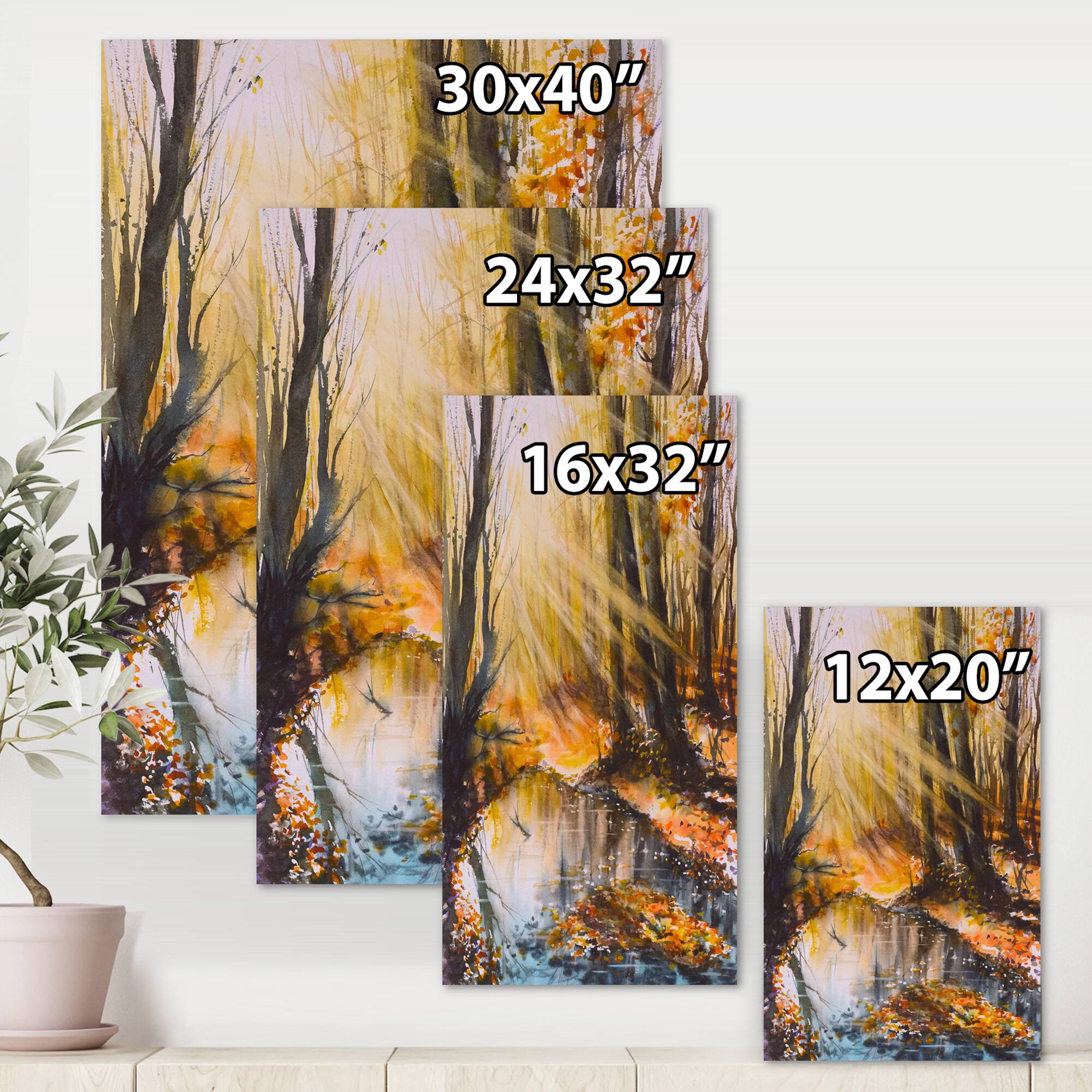 Designart - Bright Sunshine Through The Forest Trees III