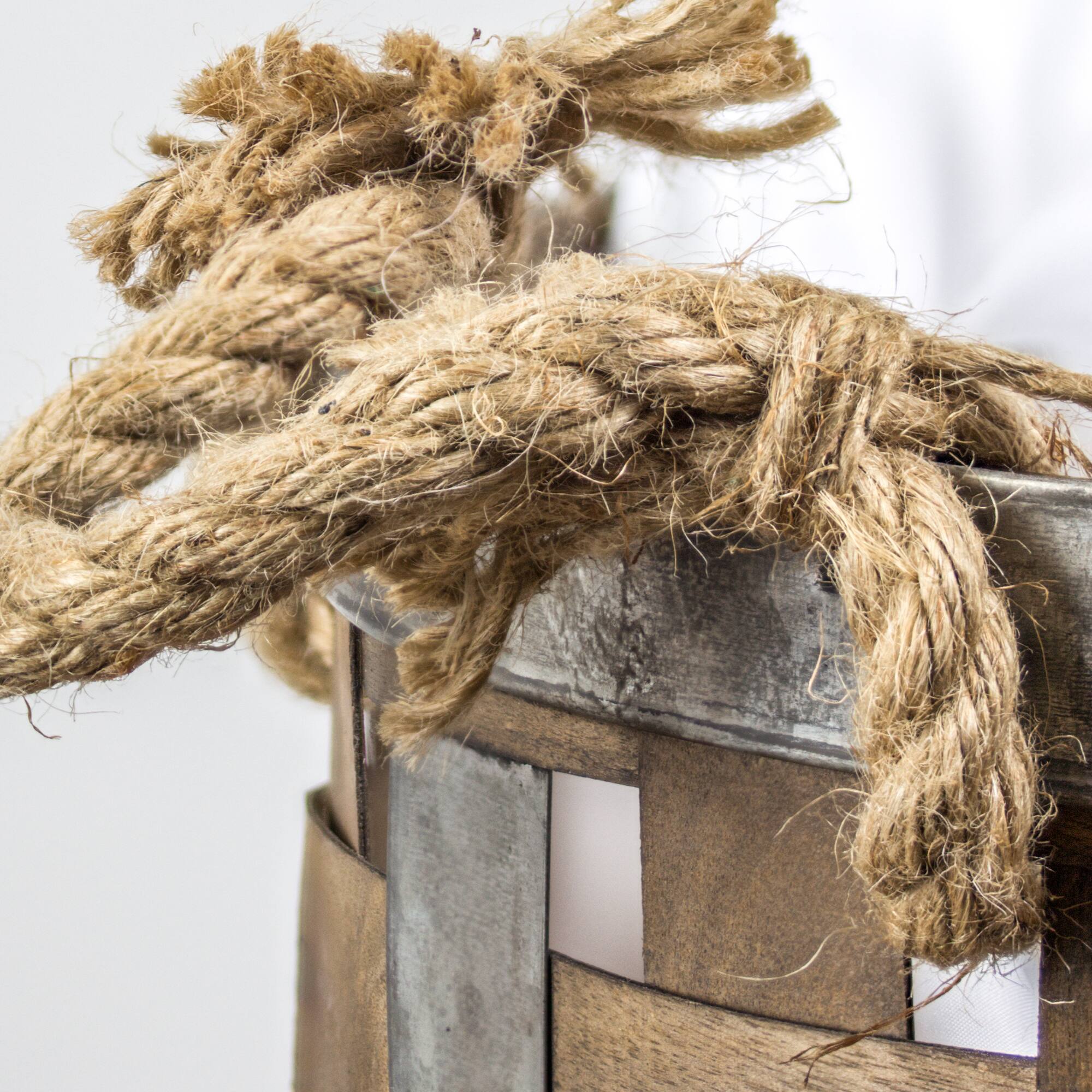 Rustic Farmhouse Bamboo & Metal Storage Basket