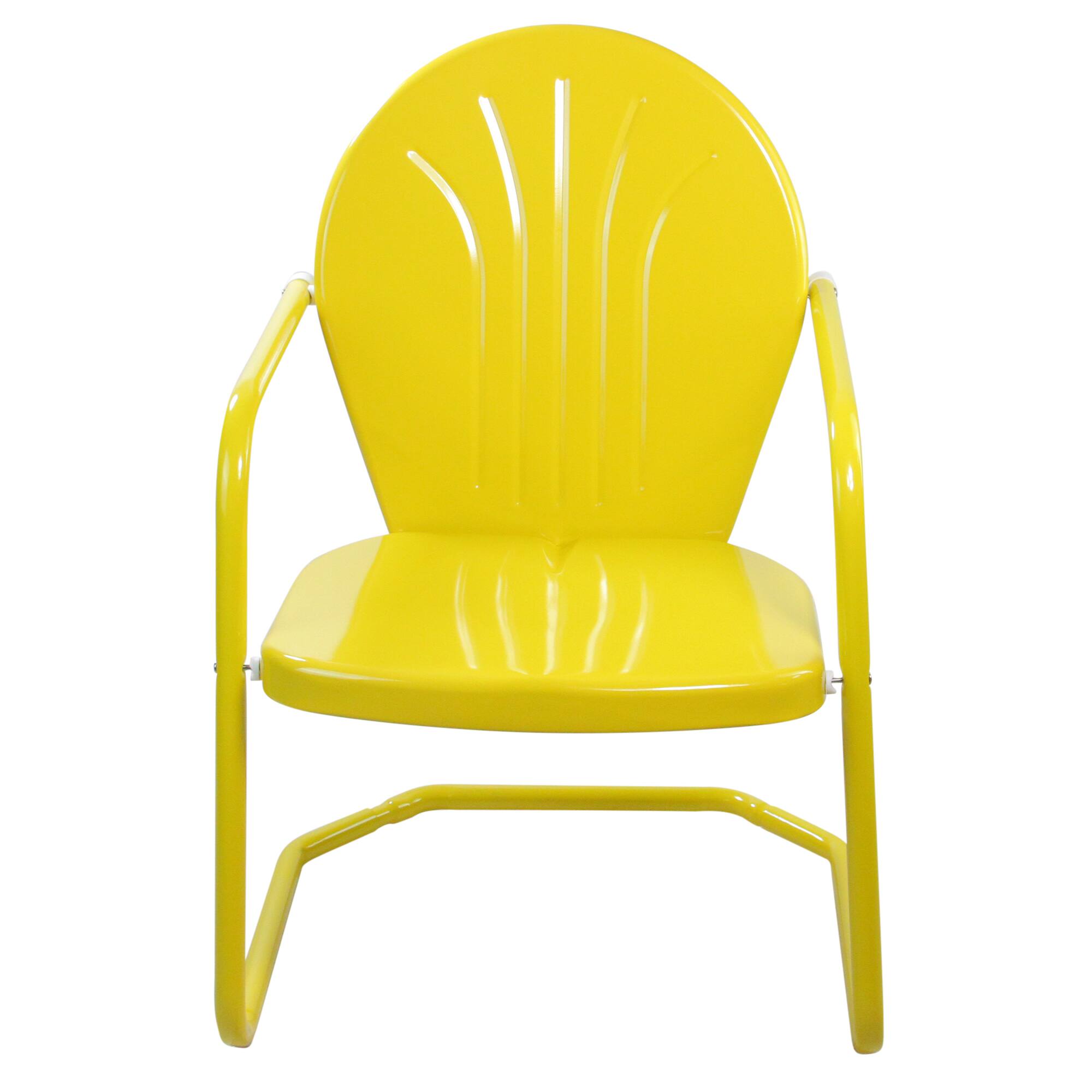 Yellow Outdoor Retro Metal Tulip Armchair