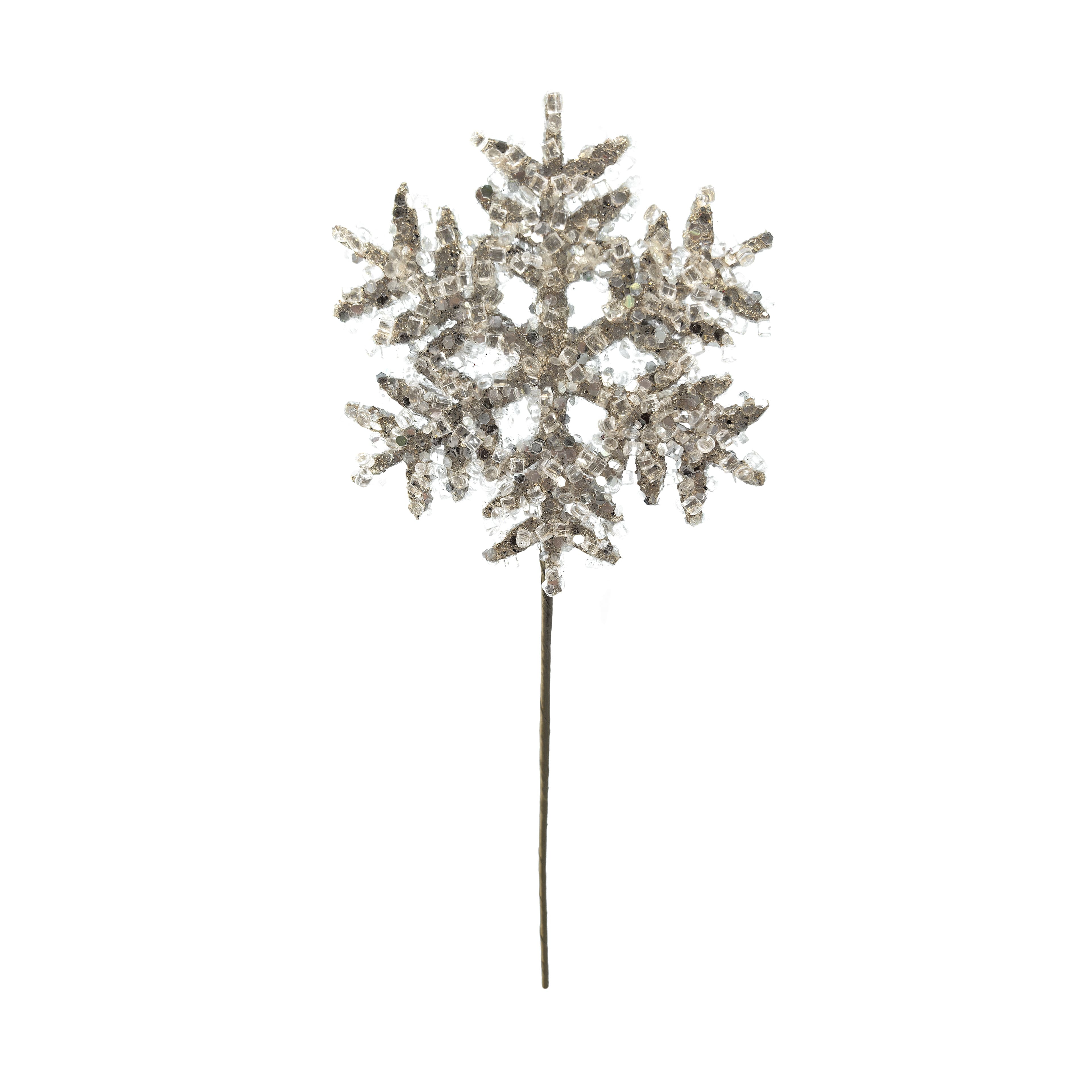 12" Champagne Beaded Glitter Snowflake Pick by Ashland®