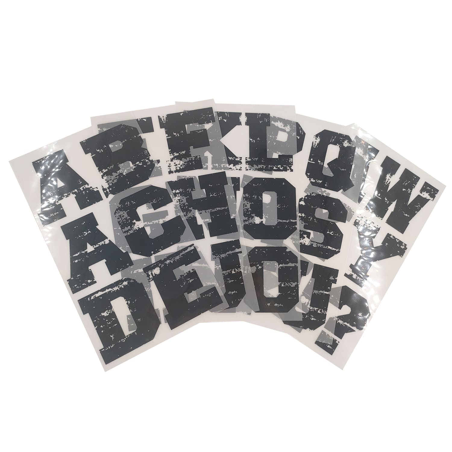 12 Packs: 32 ct. (384 total) 3&#x22; Iron-On Distressed Black Letters by Make Market&#xAE;