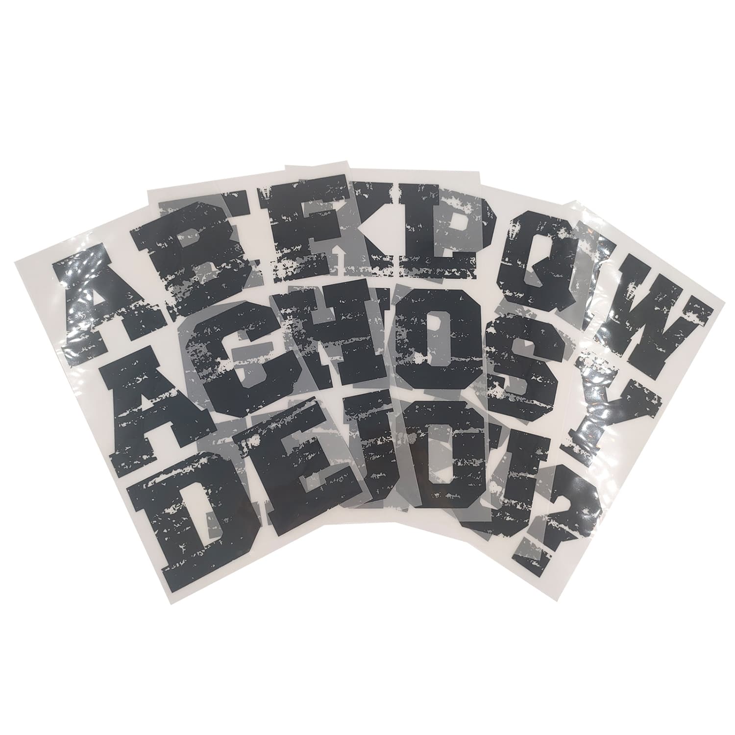 12 Packs: 32 ct. (384 total) 3" Iron-On Distressed Black Letters by Make Market®