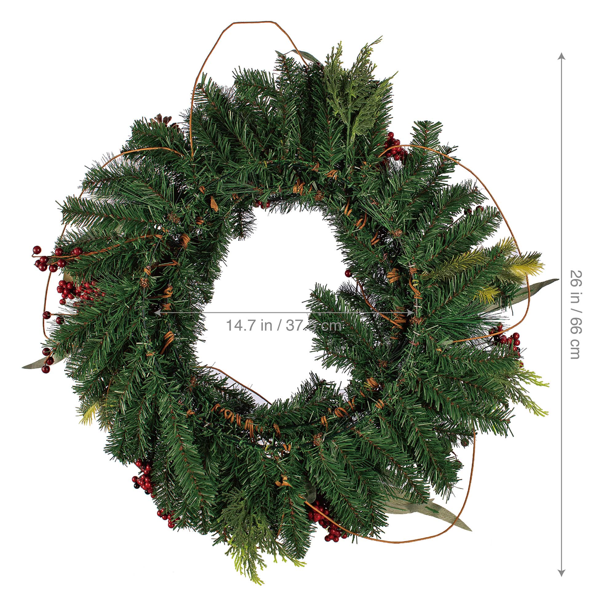 26" Holiday Bell, Pine & Red Berry Wreath by Ashland®