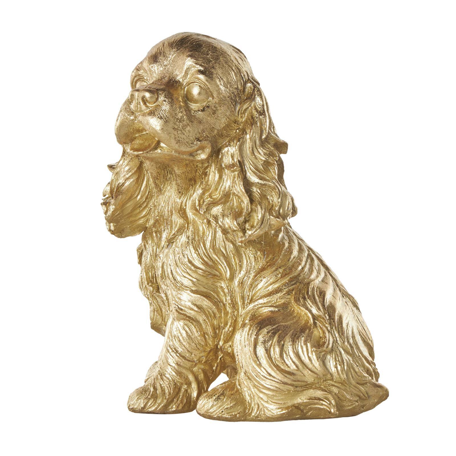 Gold Sitting & Standing Dogs Polystone Sculpture Set