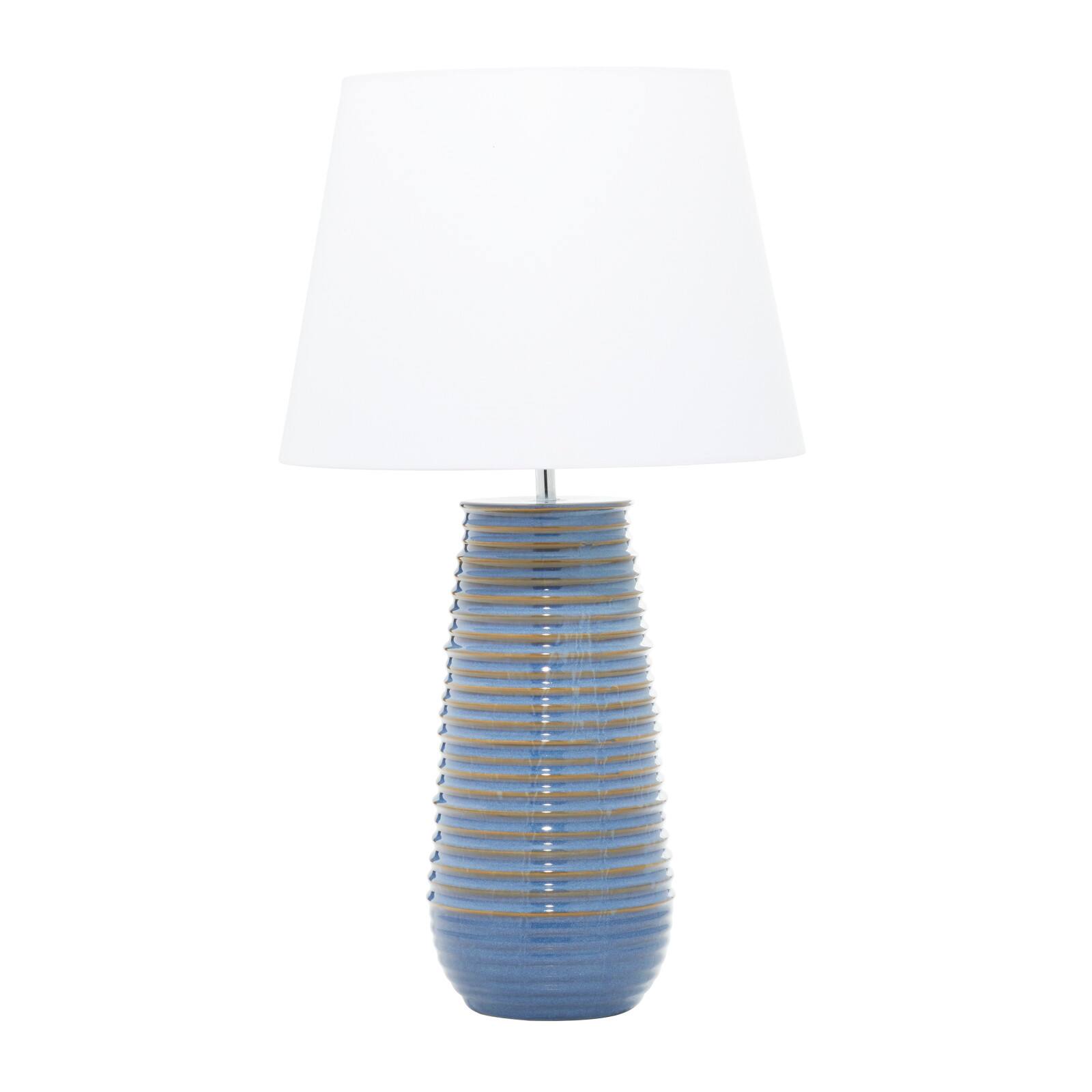 Blue Ceramic Rustic Table Lamp, 28" x 15" x 15"