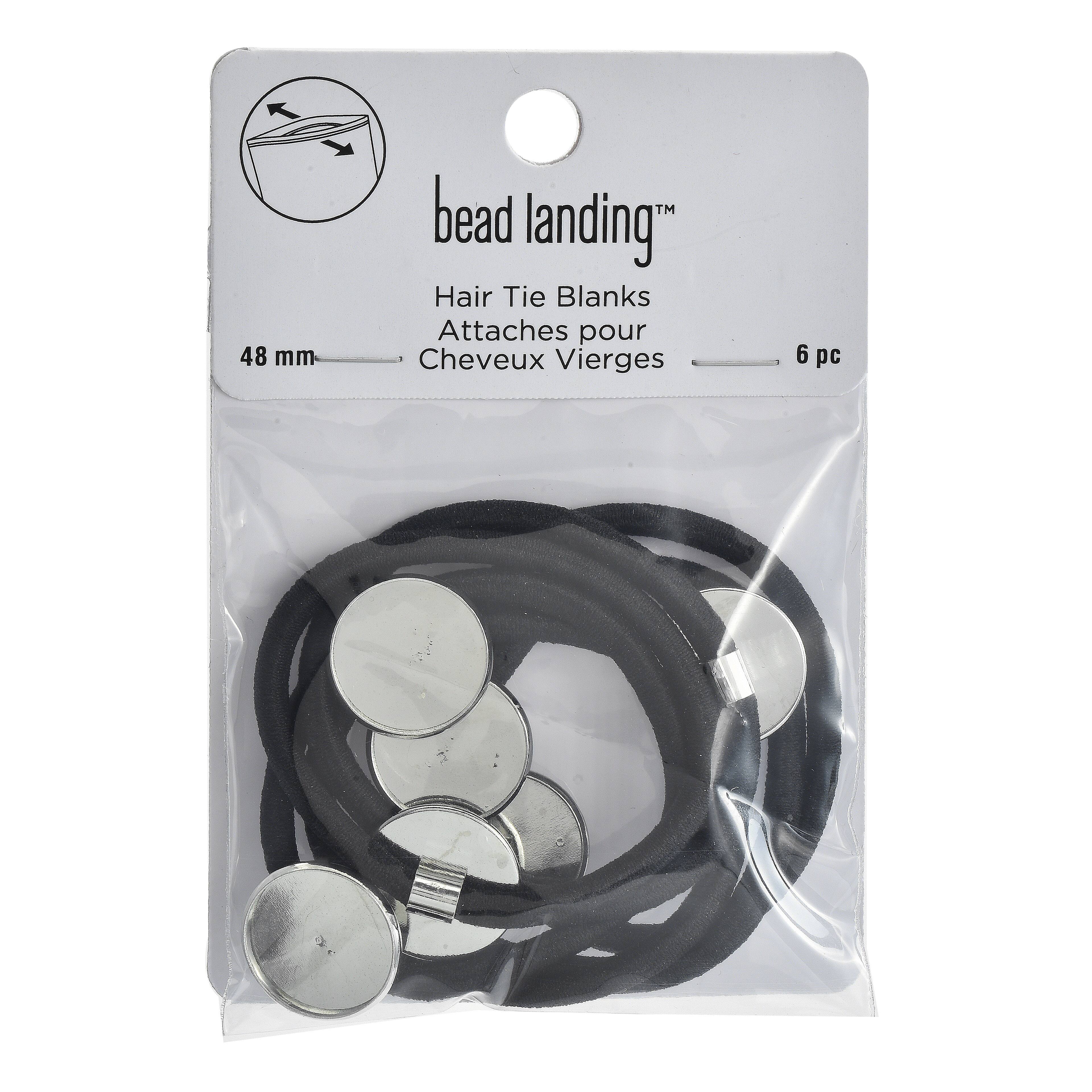 Attache-cheveux noirs de 17,7&#xA0;mm avec flan circulaire de Bead Landing, 6&#xA0;unit&#xE9;s