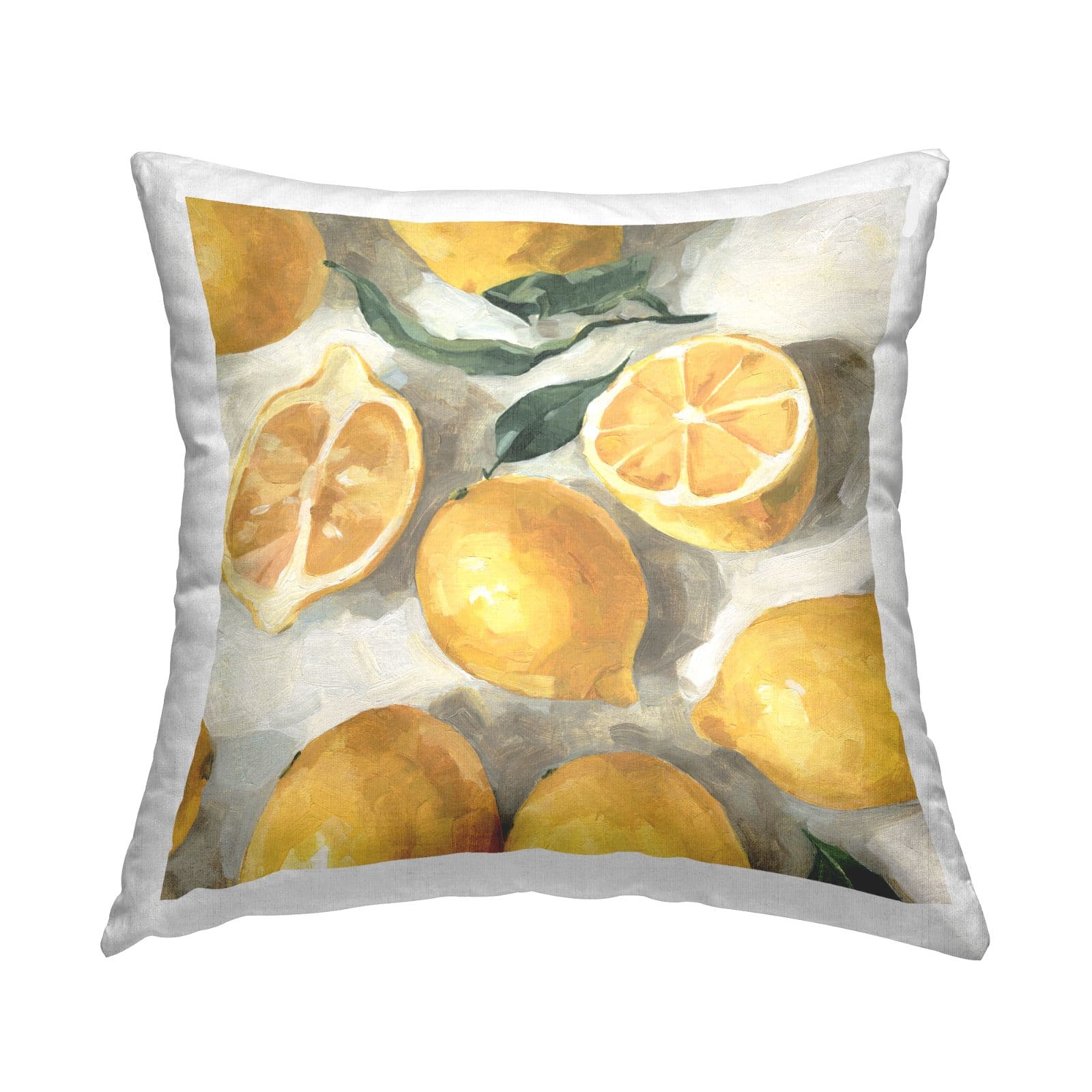 Stupell Industries Citrus Lemon Fruits Sliced Country Farmhouse Throw Pillow, 18" x 18"