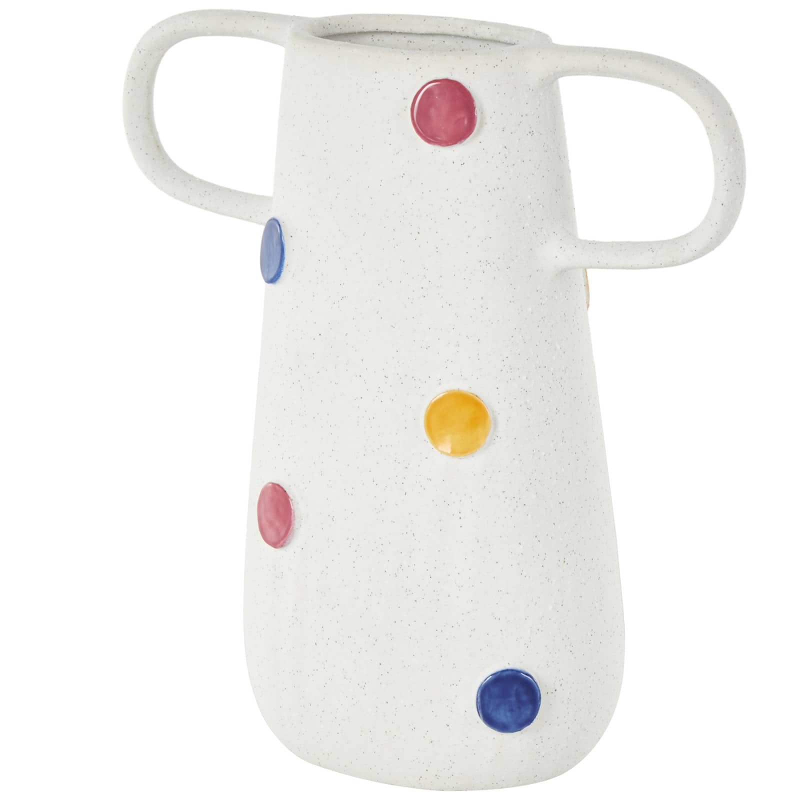 11.25" Multicolor & White Polka Dot Ceramic Vase with Handles
