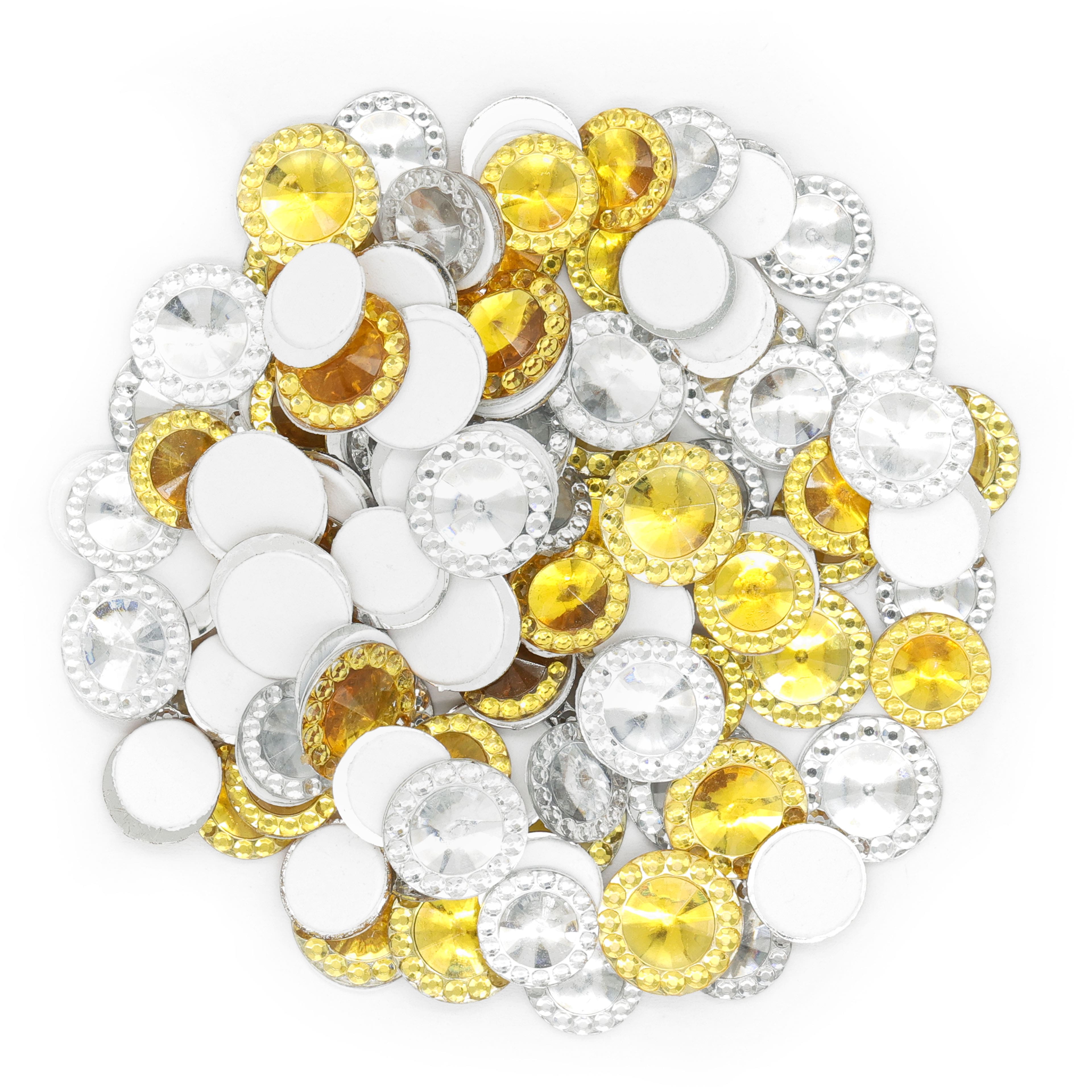 12 Pack: Gold & Silver Round Sticky Gems by Creatology™