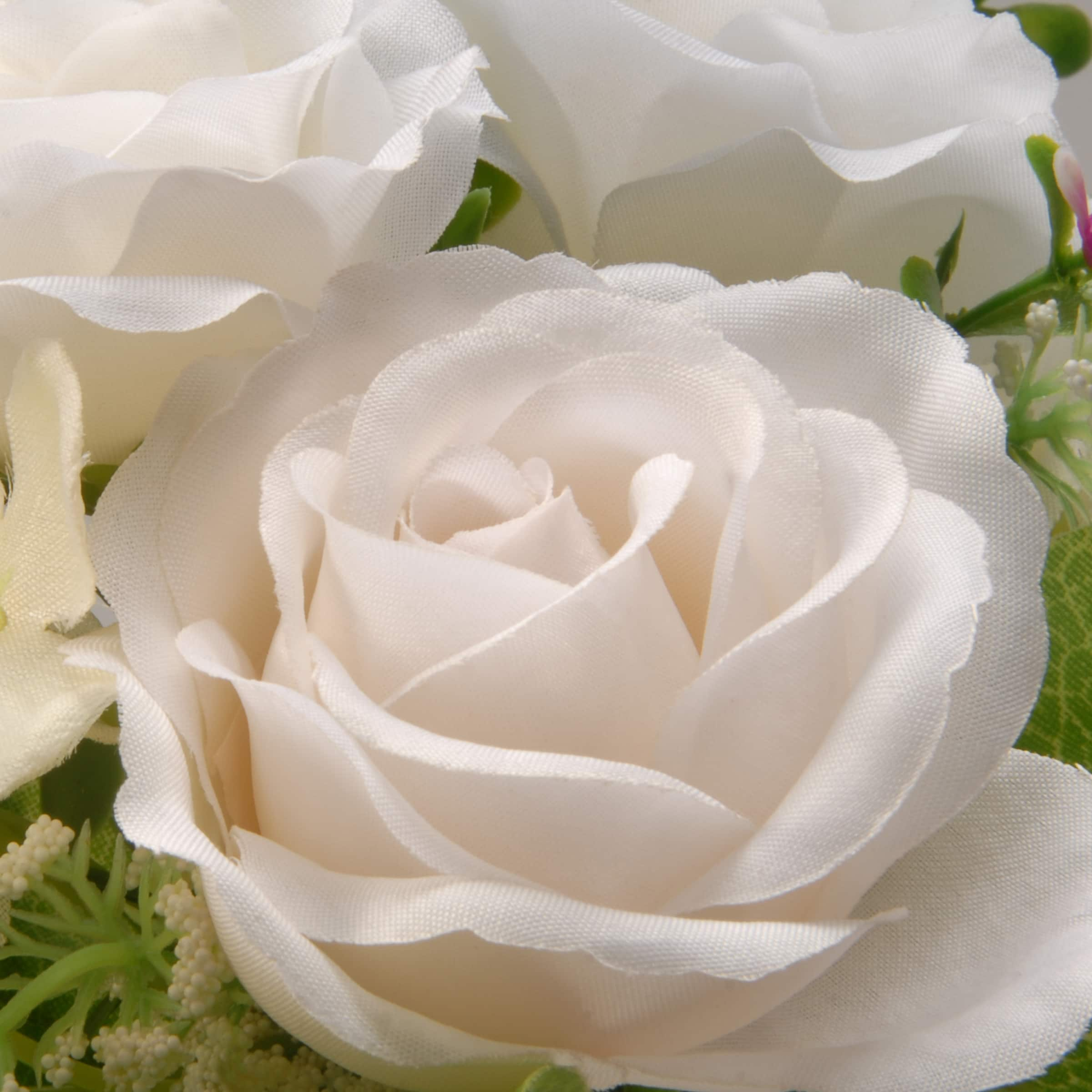 12&#x22; White Rose Flowers in Glass Bottle