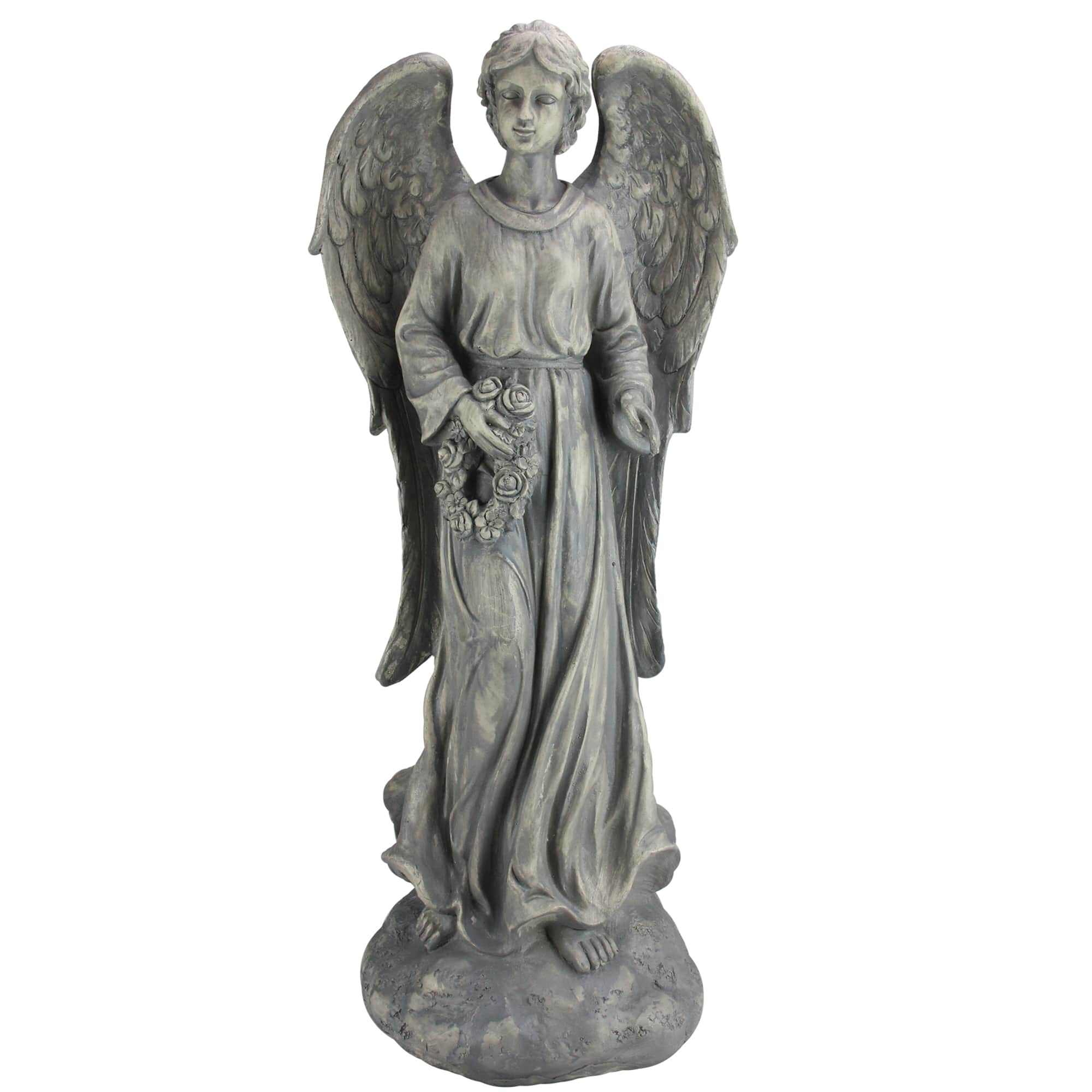 26&#x22; Angel with Floral Wreath Garden Figure