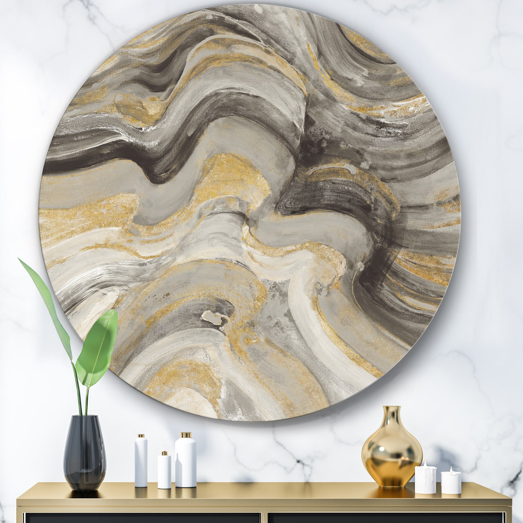 Designart - Glam Gold Canion - Glam Metal Circle Wall Art