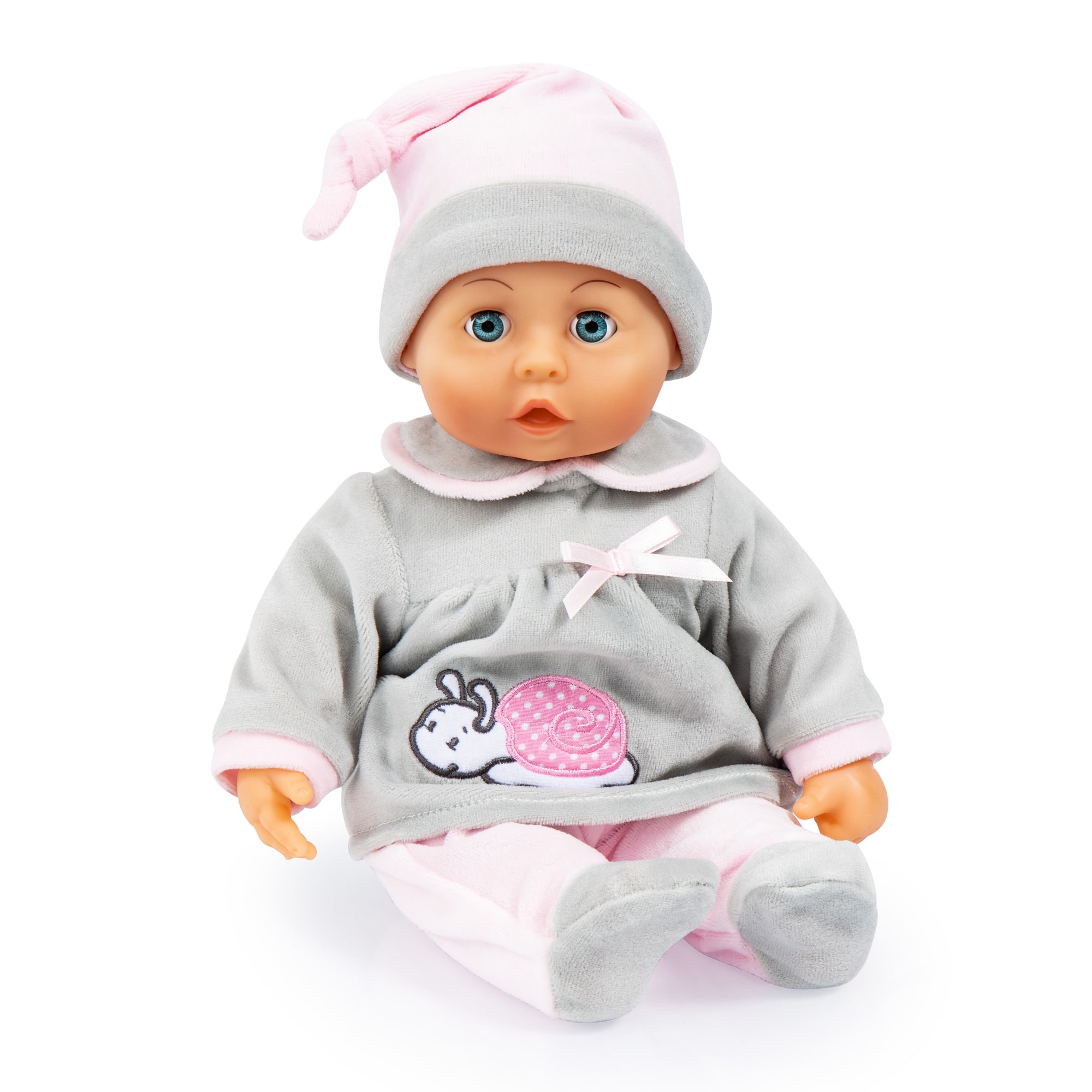 Bayer Design 15" First Words Baby Doll in Gray Snail Outfit