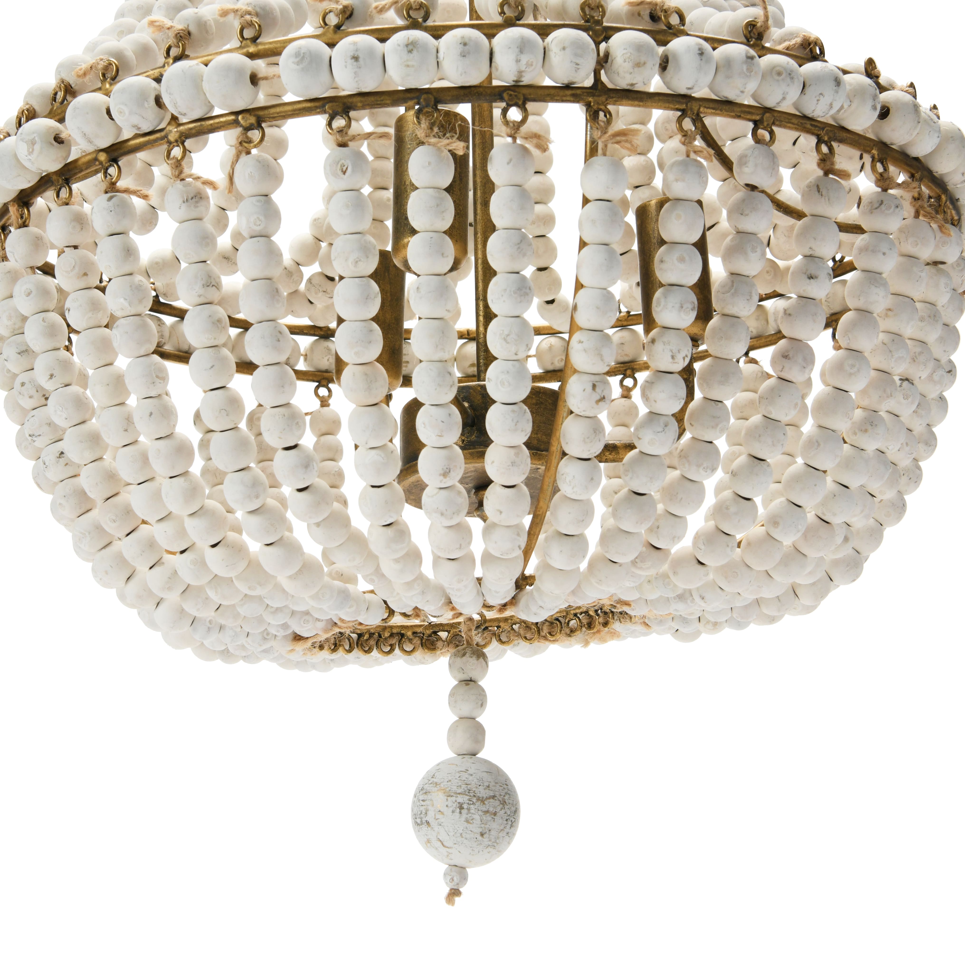 21&#x22; Draped Wood Bead Chandelier