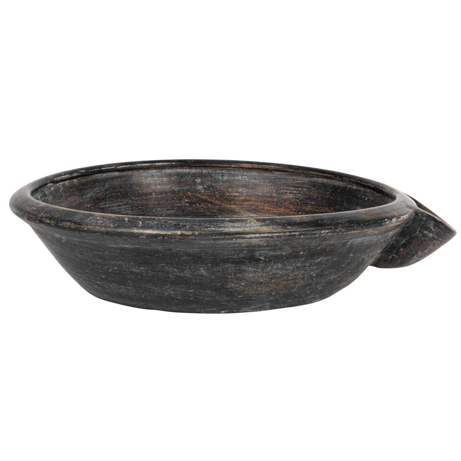 Hello Honey&#xAE; 22&#x22; Black Decorative Vintage Clay Bowl with Handle