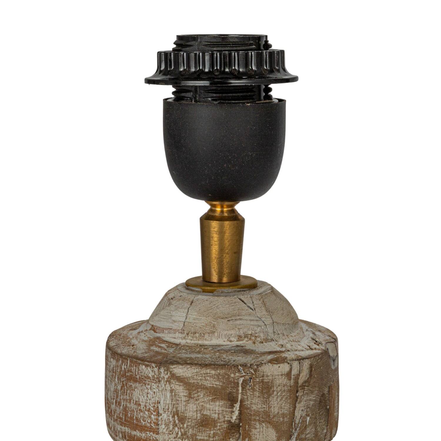 Hello Honey® 18" Whitewashed Reclaimed Wood Pot Table Lamp with Cotton Shade